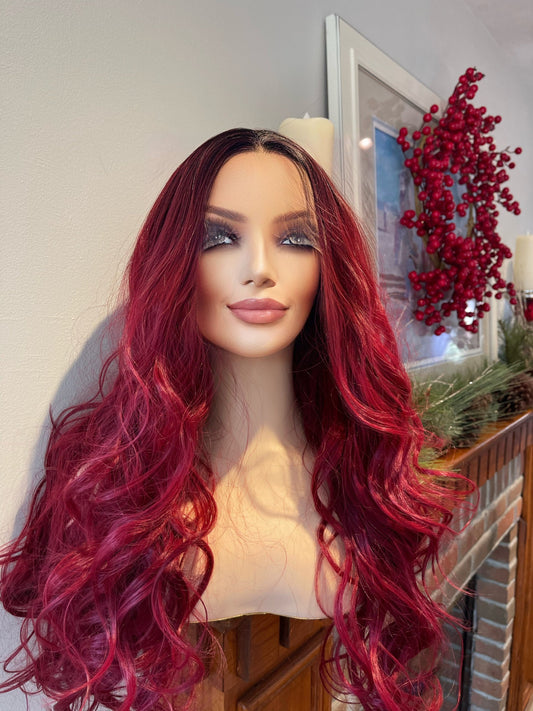 Dragon Red Wig Dark Romance Rooted Wig Ombré Wig Burgundy Wig Bright Red Wig Lace Front HD Drag Wig Chemotherapy Alopecia Burlesque Wig