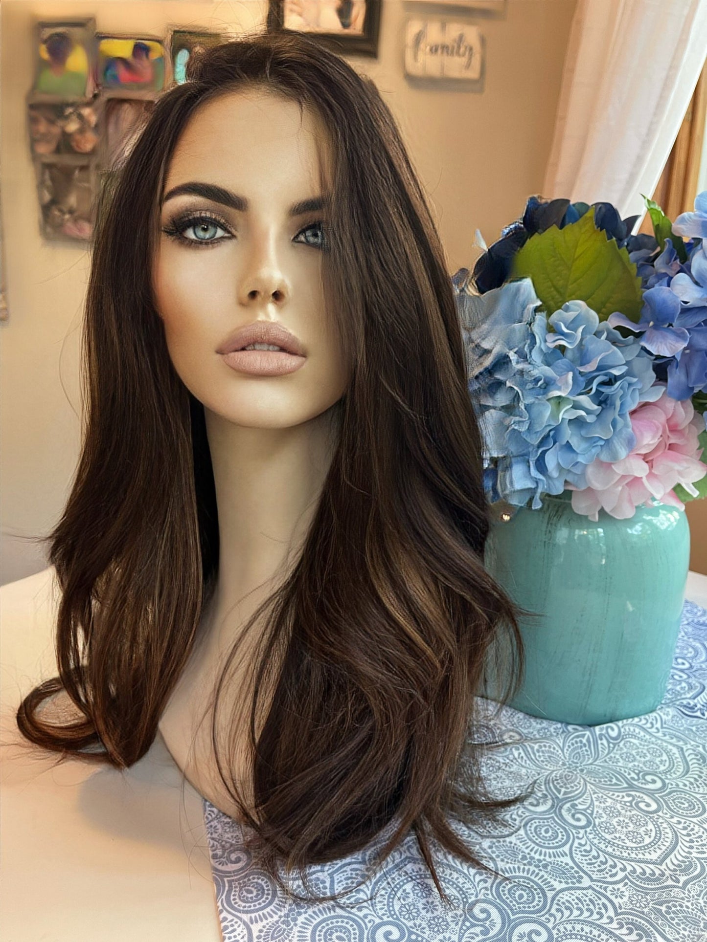 Birch Brown Underlights Swiss Lace Mono Top Frontal Golden Brown Human Blend Hand Tied Lace Front Wig Parting Wig Lace Wig Cottagecore Wig