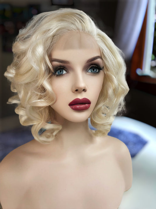 Marilyn Monroe Wig Sabrina Spellman Madonna Wig Short Cut Wig Curly Pale Blonde Bob Medical Wig Fashion Wig Light Wig Blonde Halloween
