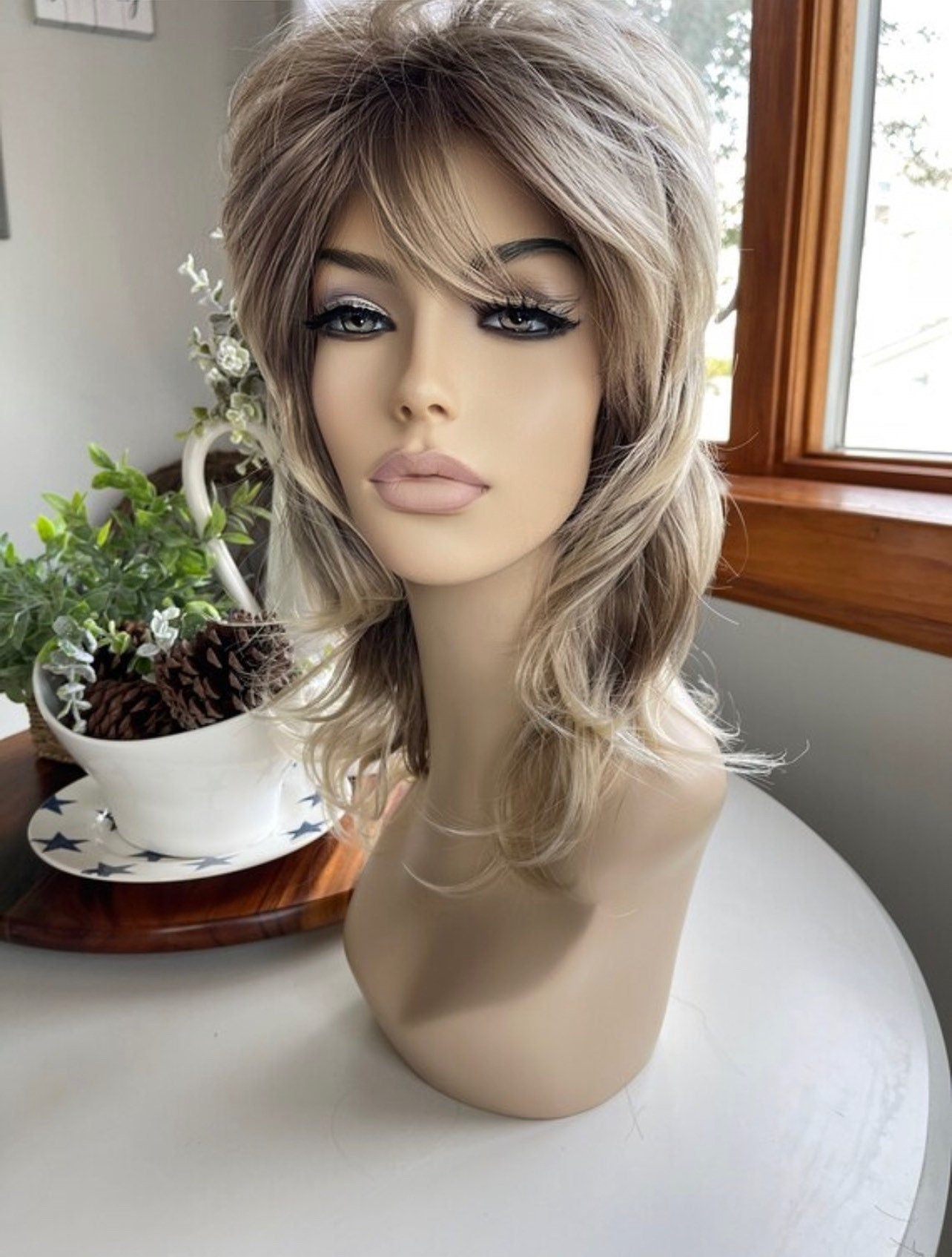 Ayla Sand Blonde Highlighted Full and Fierce Shag Classic Retro Chic Versatile Wig Chemo Fashion Alopecia Drag