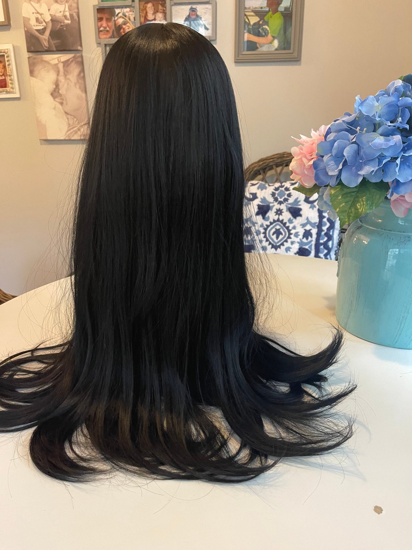 Cher Extra Long Black Wig Wavy Wig with Bangs Wig Long Wig Curly Wig