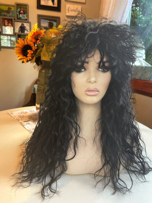 Hot Rocker Wig Metalhead KISS Mötley Crüe Costume Stage Wig Long Large Cap Unisex Blonde Wig  Rooted Wavy Heart Loose Wave Wild Wig