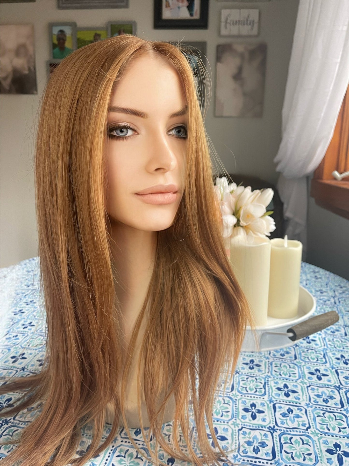 Debs Summer Weight Light Density HD Synthetic Honey Ginger Color Lace Front Light and Silky Hand Tied Drag Wig Sexy Straight Wig