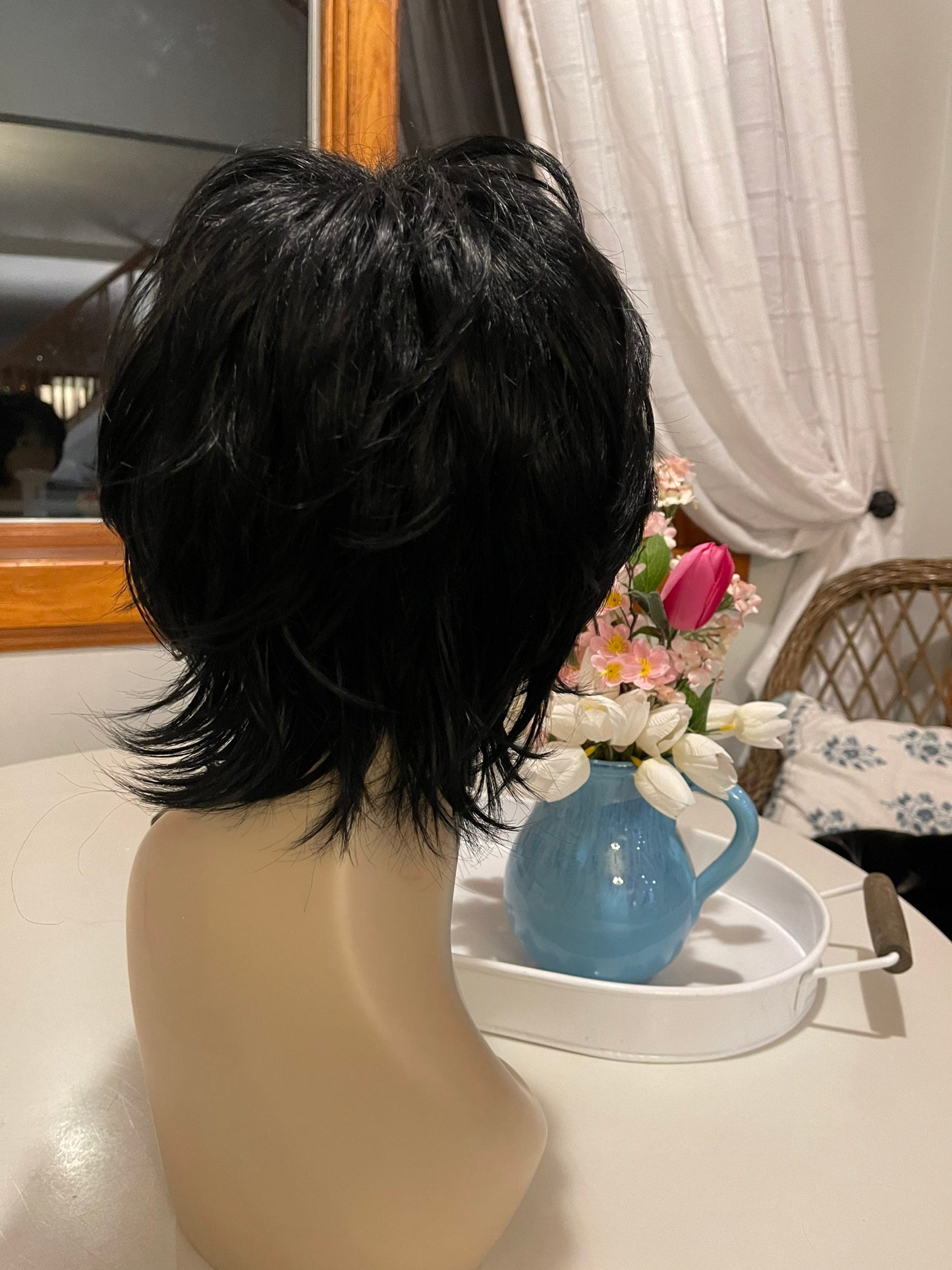 Bindi Short Wig Chic Wig Lots of Layers Medical Wig Fashion Wig Wig Rich Black Chemotherapy Alopecia Lisa Rinna Vibes