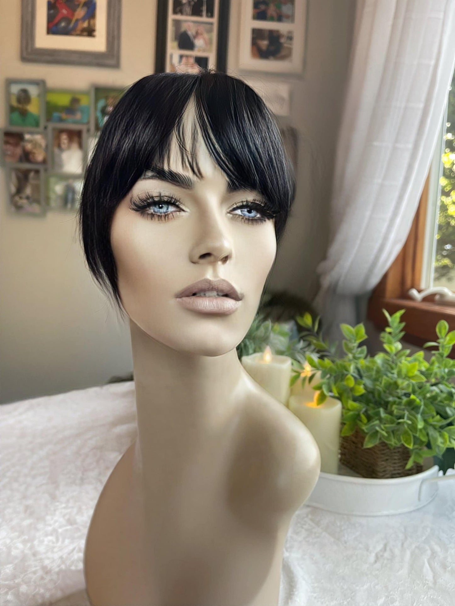 Clarette Light Density Topper 100% Human Hair Topper Natural Black Wig Silk Top Parting Topper for Clip In Bangs Topper