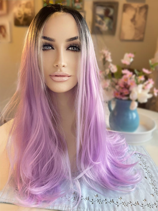 Candy Floss Pastel Purple Wig Violet Cool Tones Wig Lace Frontal Wig Hand Tied Drag Wig Anime Showgirl Burlesque Cosplay Wig