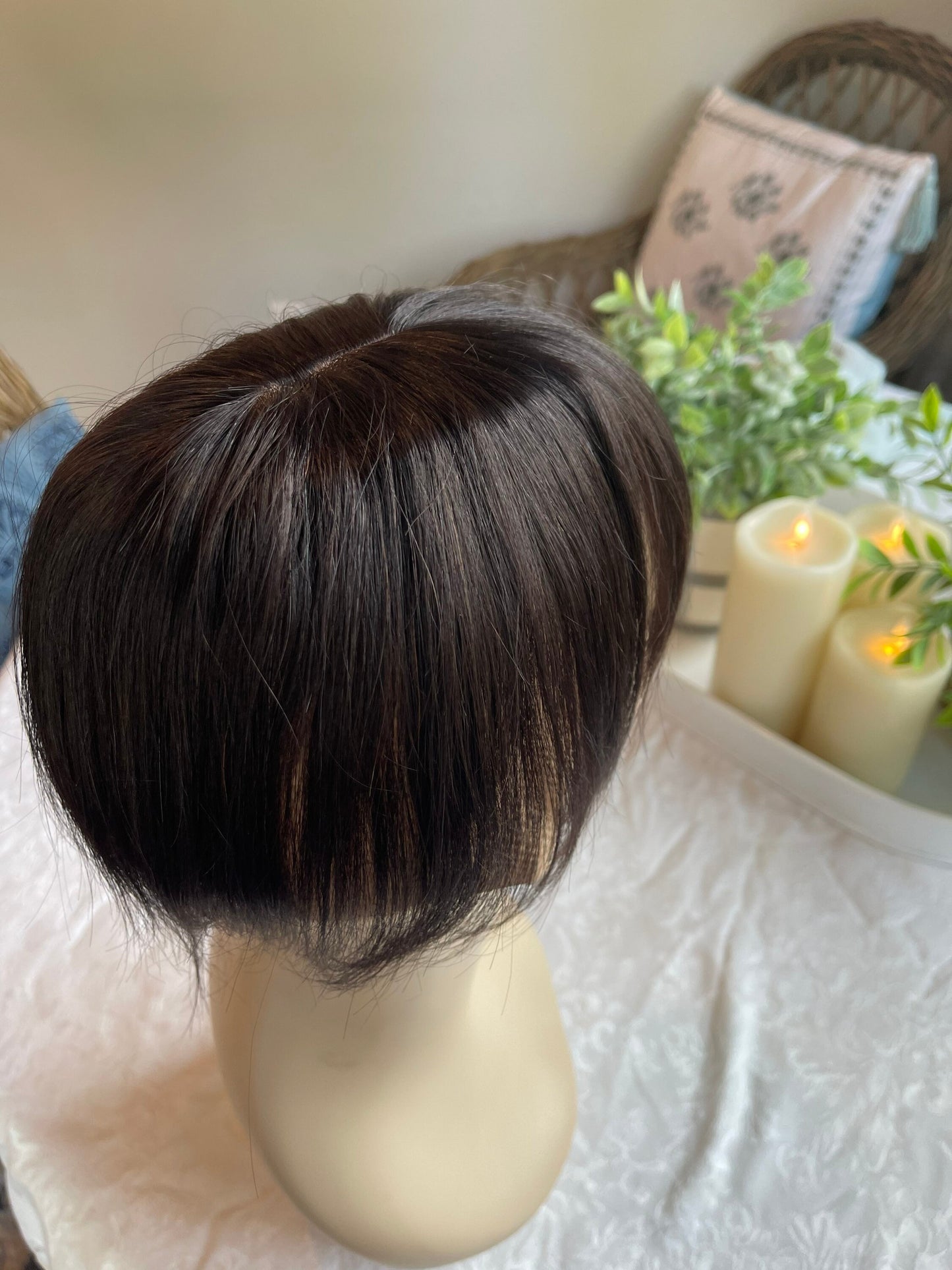 Clarette Light Density Topper 100% Human Hair Topper Natural Black Wig Silk Top Parting Topper for Clip In Bangs Topper