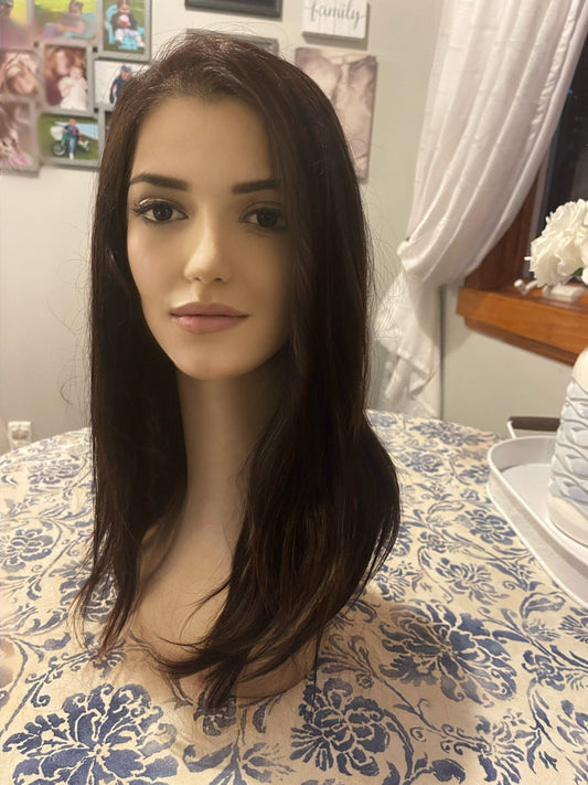 Melissa  100% Remy Human Hair Wig Custom Human Hair Hand Tied Virgin Brown  Wig Premium Lace Frontal