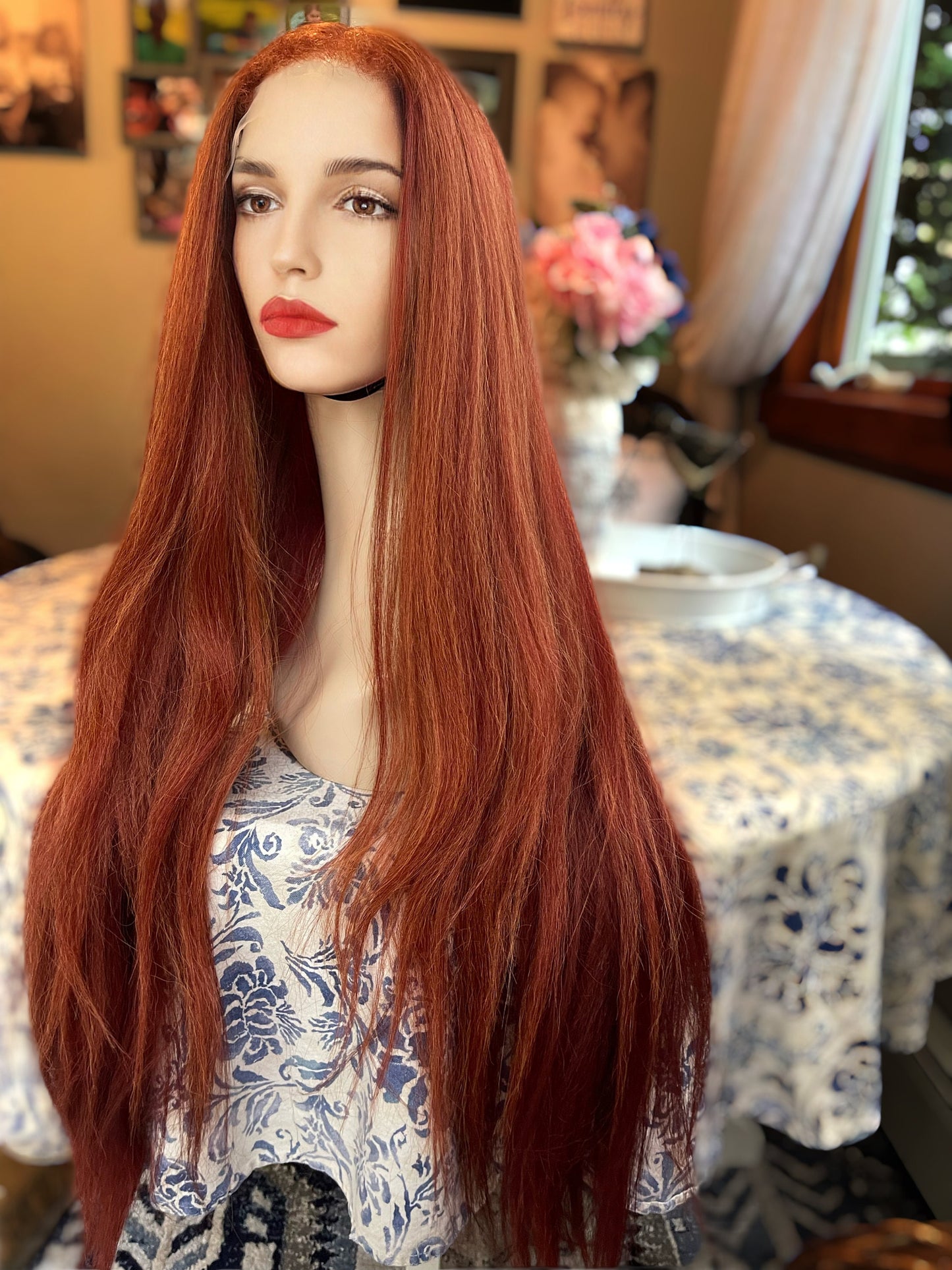 Ultra Brave Lace Front Extra Long Crimped and Soft Yaki Wig Copper Wig Big Body Wig 70’s Vibes Disco Vibes