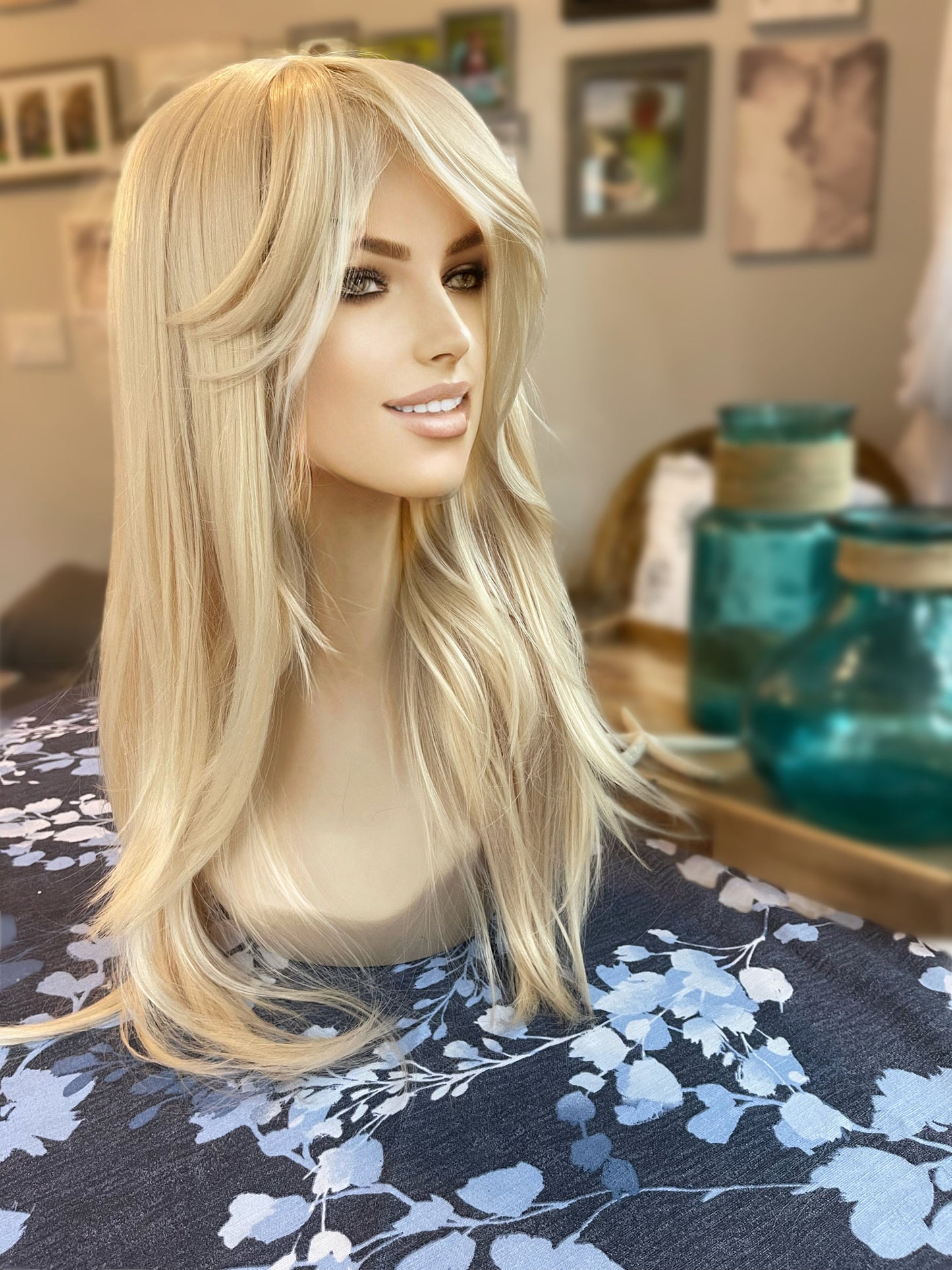 Clarissa Layered Butterfly Bangs Cut Wig Light Blonde Barbie Blonde Natural Light Blonde