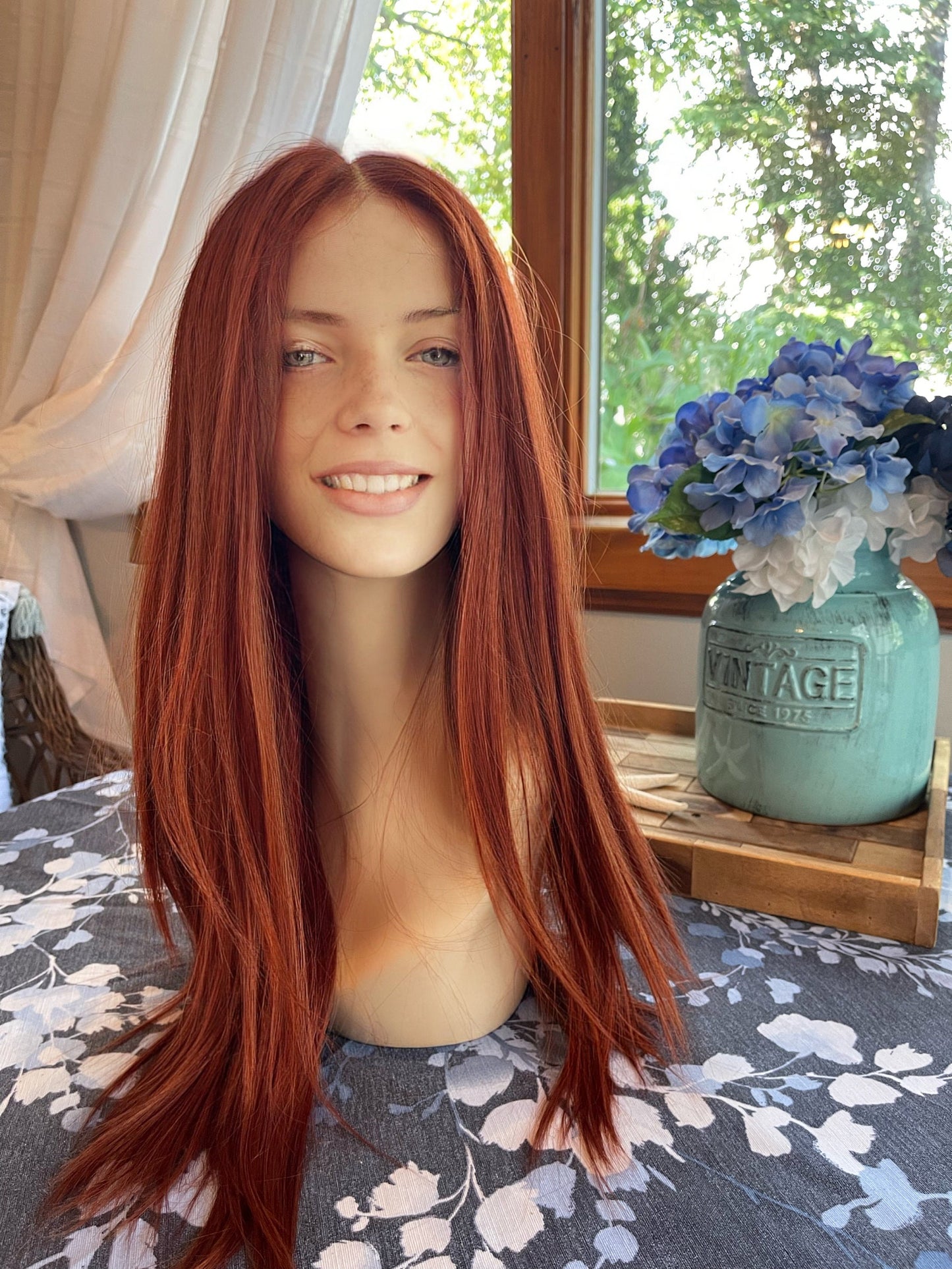 Copper Fire Straight Sleek Long Lace Front Wig Bold HD Synthetic High Heat Responsive Drag Chemo Alopecia