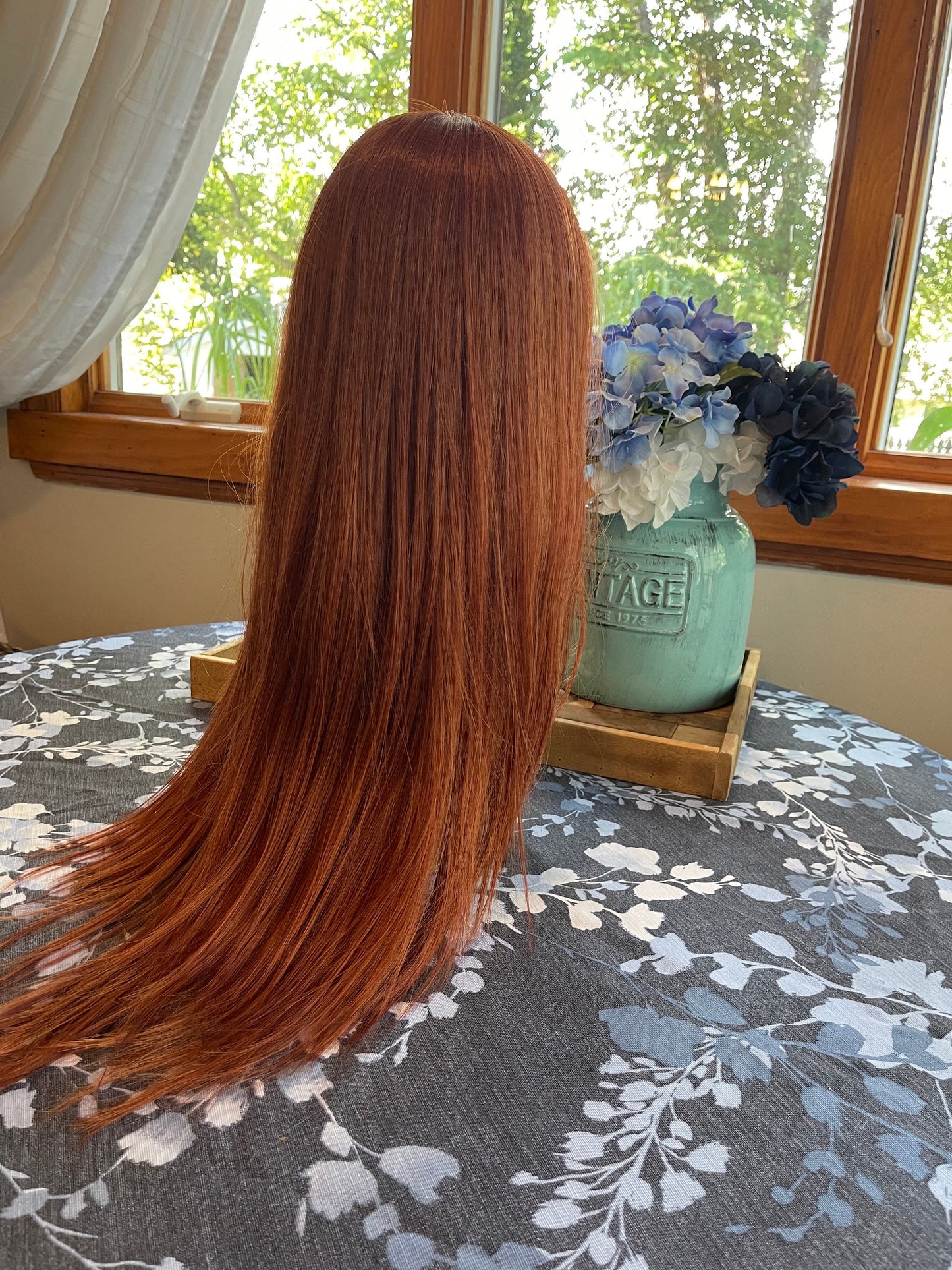 Copper Fire Straight Sleek Long Lace Front Wig Bold HD Synthetic High Heat Responsive Drag Chemo Alopecia