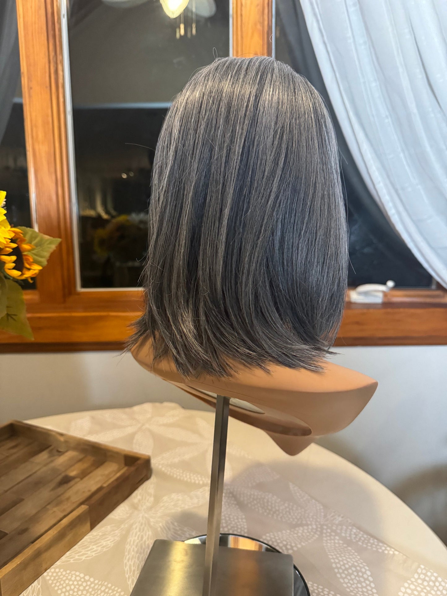 Loving Bob Style Salt and Pepper Bob Wig Dark Gray Short Salt And Pepper Grey Wig Medical Wig Fashion Wig