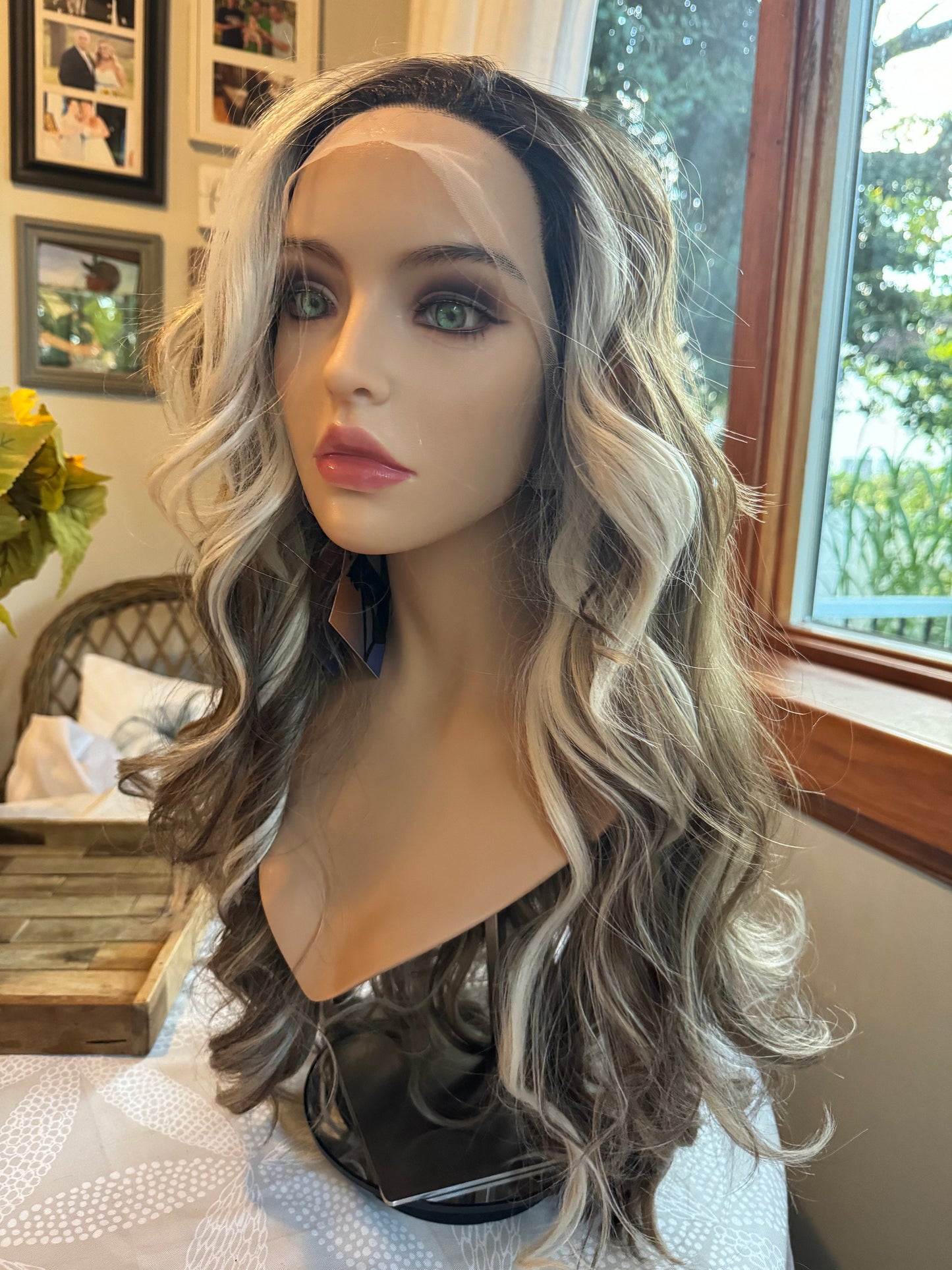 Arista Old Money Blonde and Brunette Balayage Wig Hand Tied Full Lace Frontal Wig Long Curls Thick Density Lace Front