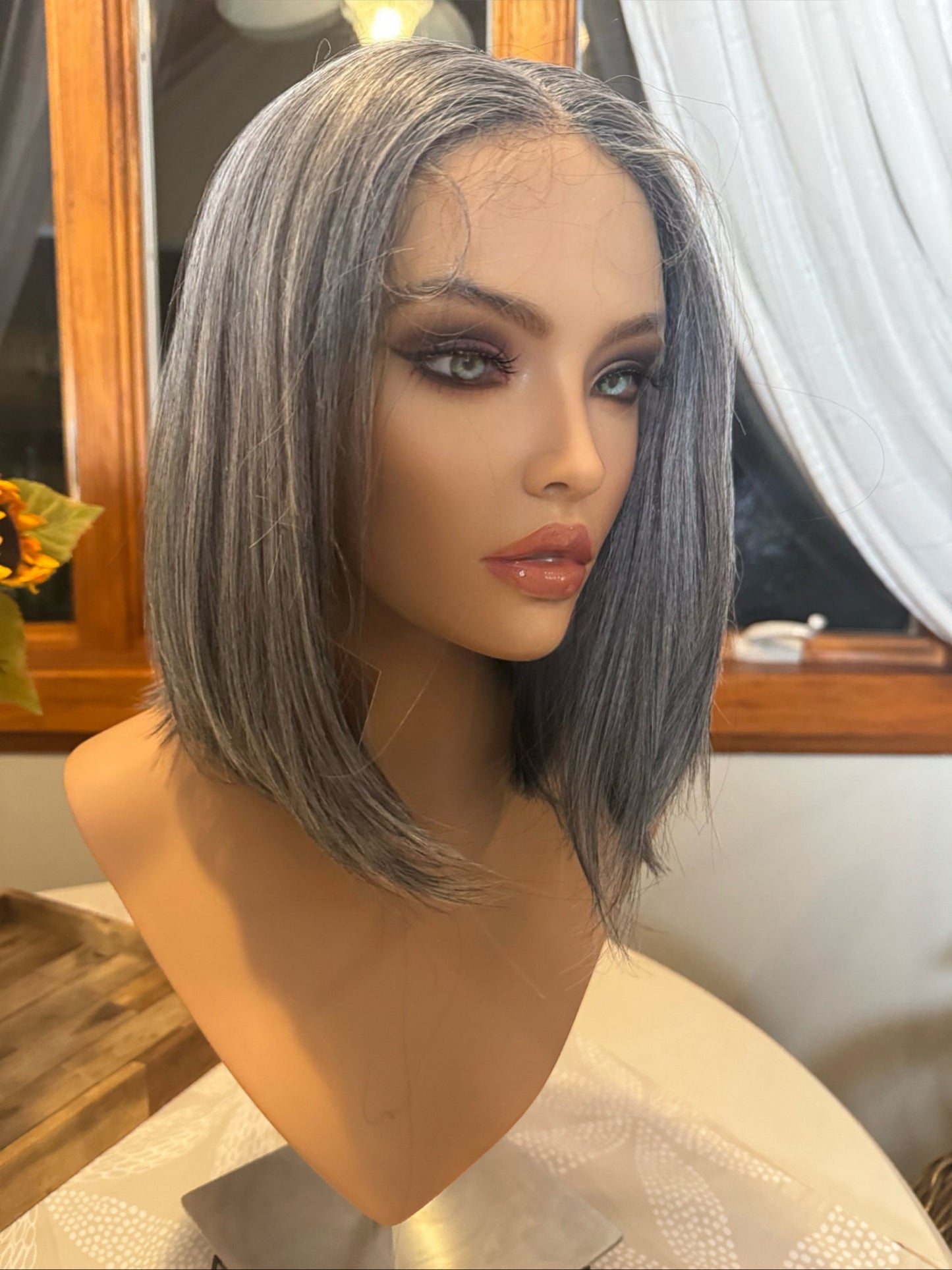 Loving Bob Style Salt and Pepper Bob Wig Dark Gray Short Salt And Pepper Grey Wig Medical Wig Fashion Wig