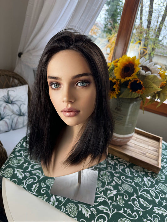 Kinship Premium Remy Human Hair Medical Wig 100% Hand Tied Silicone Lined Hand Tied  Wig Premium Lace Alopecia Wig Chemo Darkest Brown 2