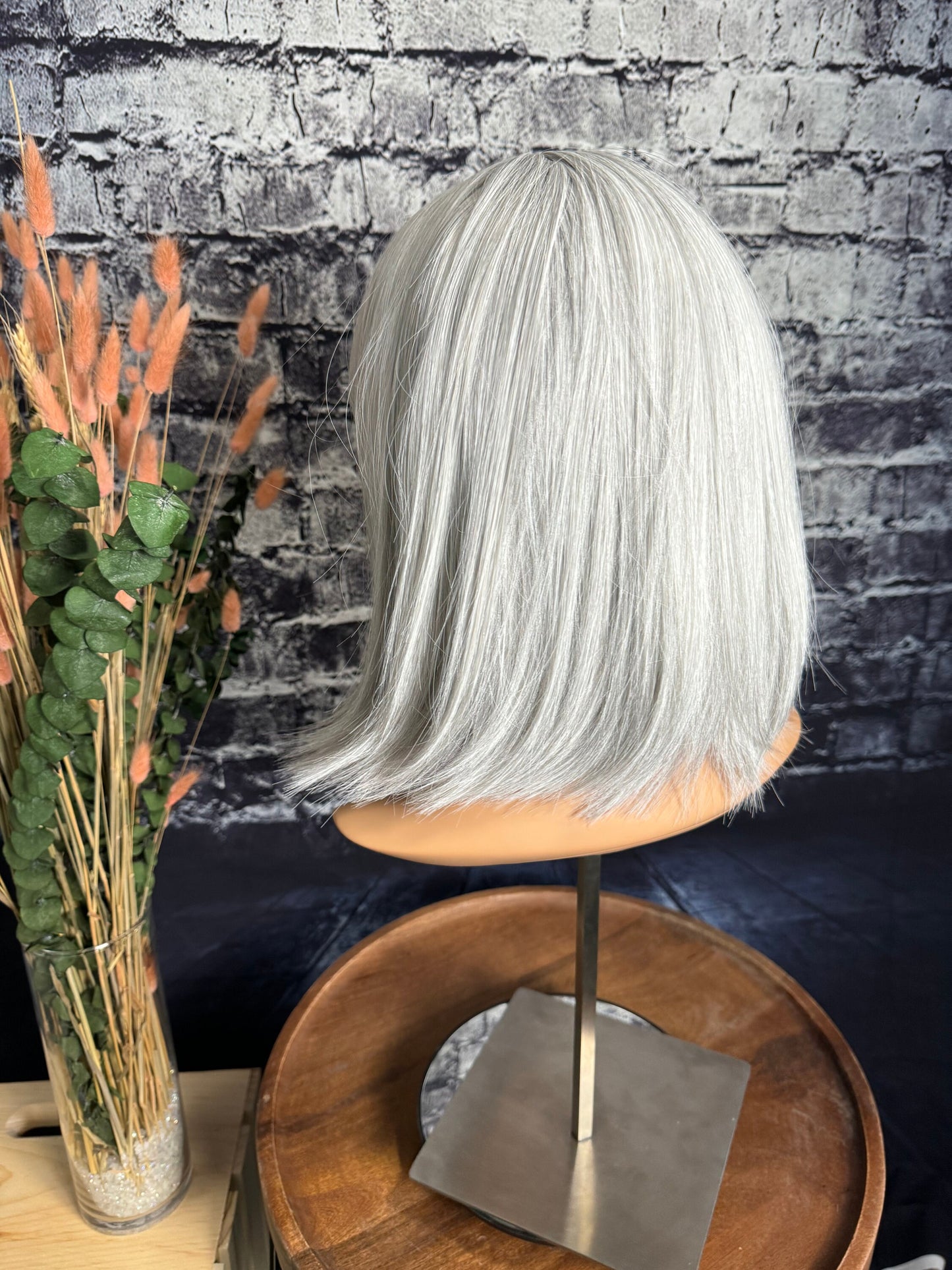 Willa White Grey Bob Wig With Bangs Salt and Pepper Bob Wig Dark Gray Short Salt And Pepper Grey Wig Medical Wig Fashion Wig