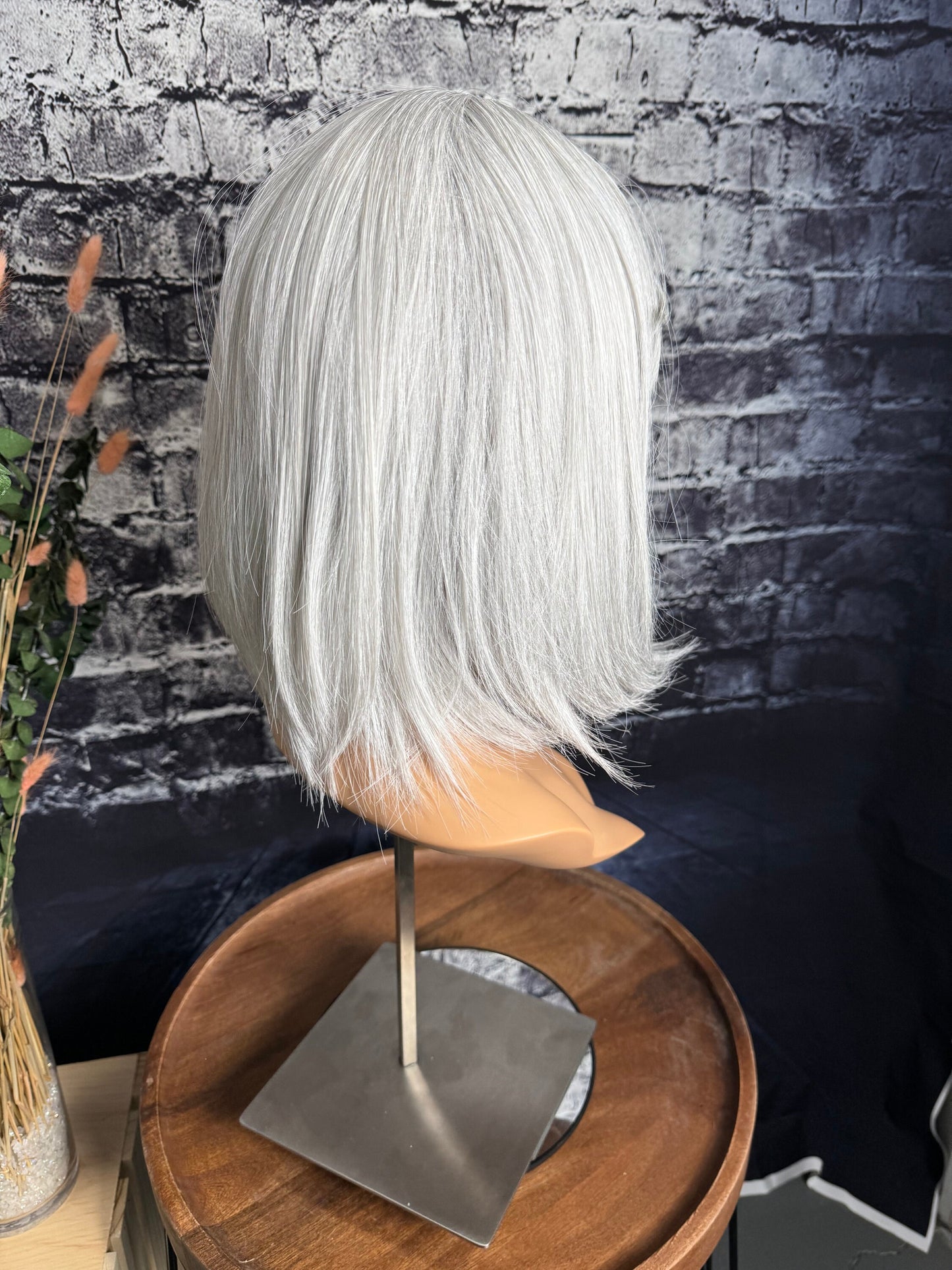 Willa White Grey Bob Wig With Bangs Salt and Pepper Bob Wig Dark Gray Short Salt And Pepper Grey Wig Medical Wig Fashion Wig