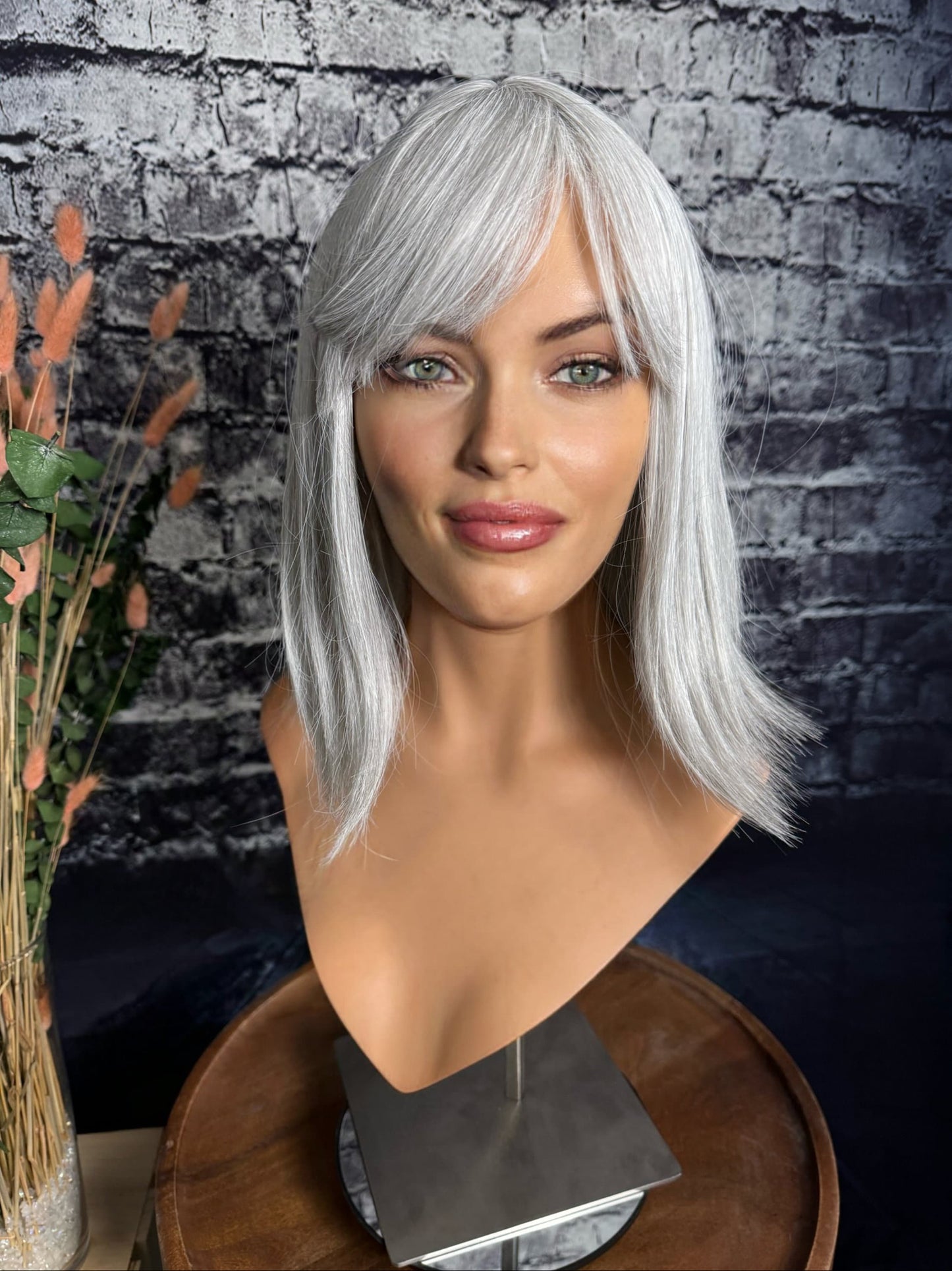 Willa White Grey Bob Wig With Bangs Salt and Pepper Bob Wig Dark Gray Short Salt And Pepper Grey Wig Medical Wig Fashion Wig