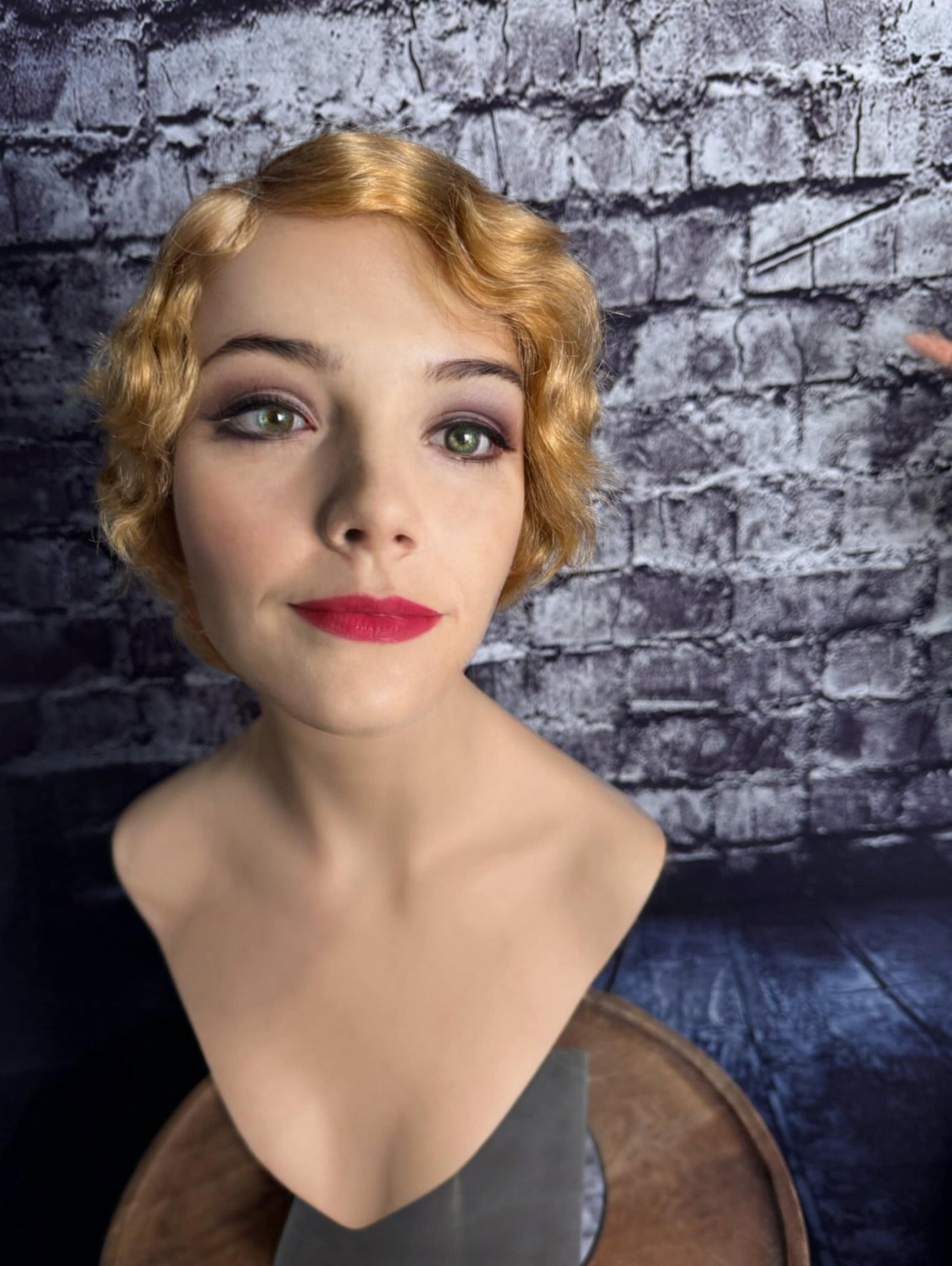 Daisy Finger Wave 1920’s Great Gatsby Wig 100% Human Hair Wig Short Cut Wig Curly Lightest Ginger Blonde Medical Wig Fashion Wig