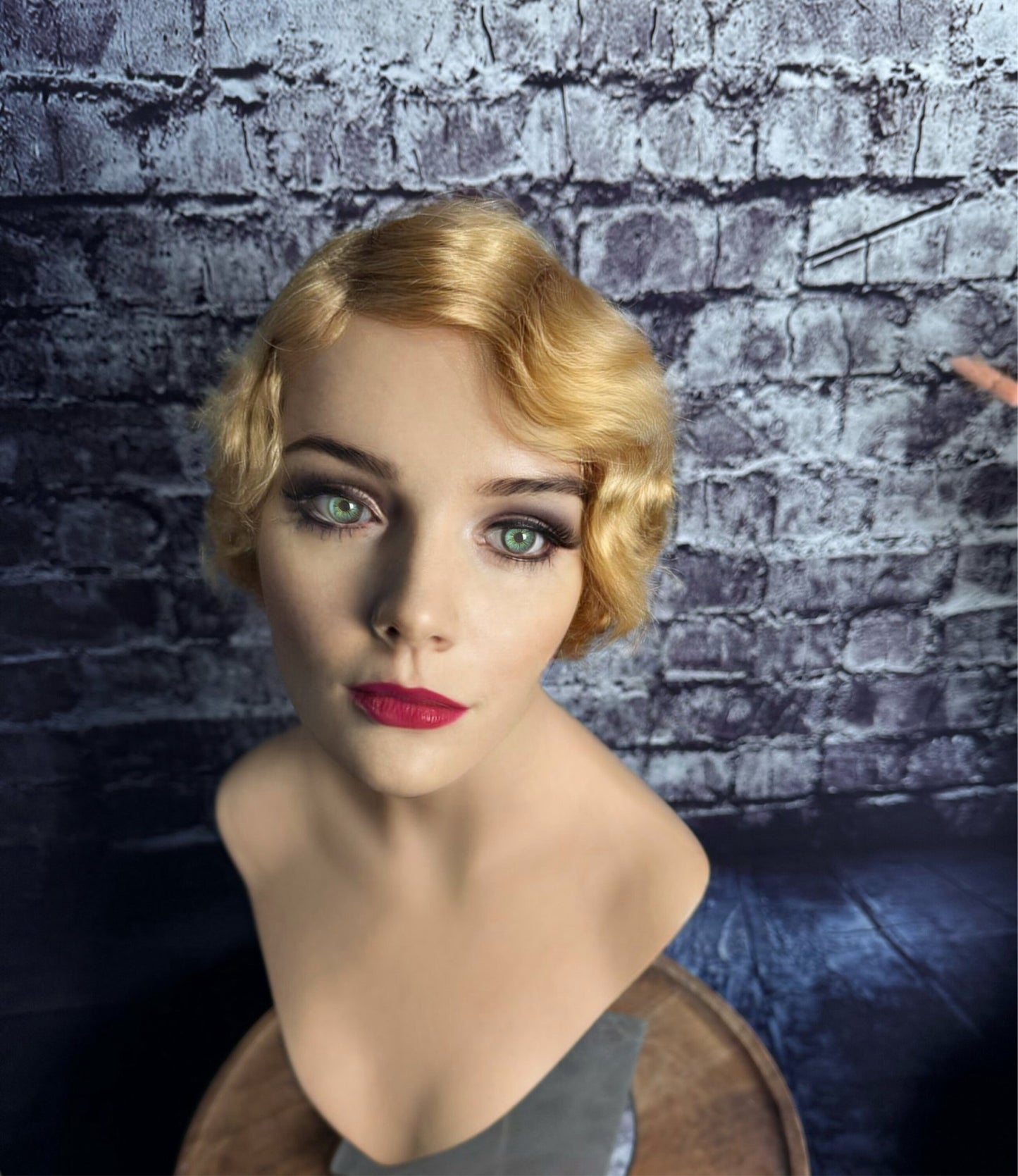 Daisy Finger Wave 1920’s Great Gatsby Wig 100% Human Hair Wig Short Cut Wig Curly Lightest Ginger Blonde Medical Wig Fashion Wig