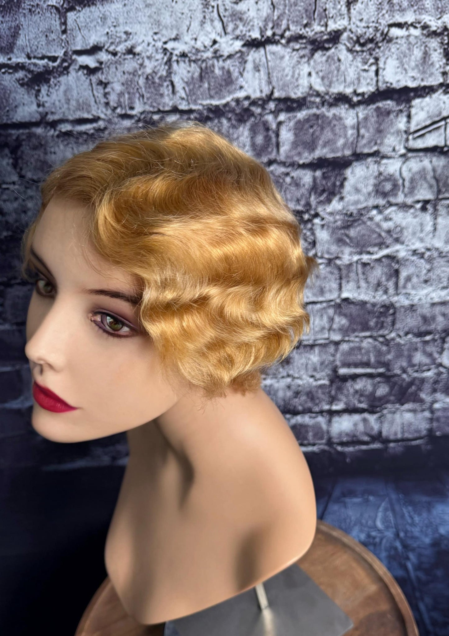 Daisy Finger Wave 1920’s Great Gatsby Wig 100% Human Hair Wig Short Cut Wig Curly Lightest Ginger Blonde Medical Wig Fashion Wig