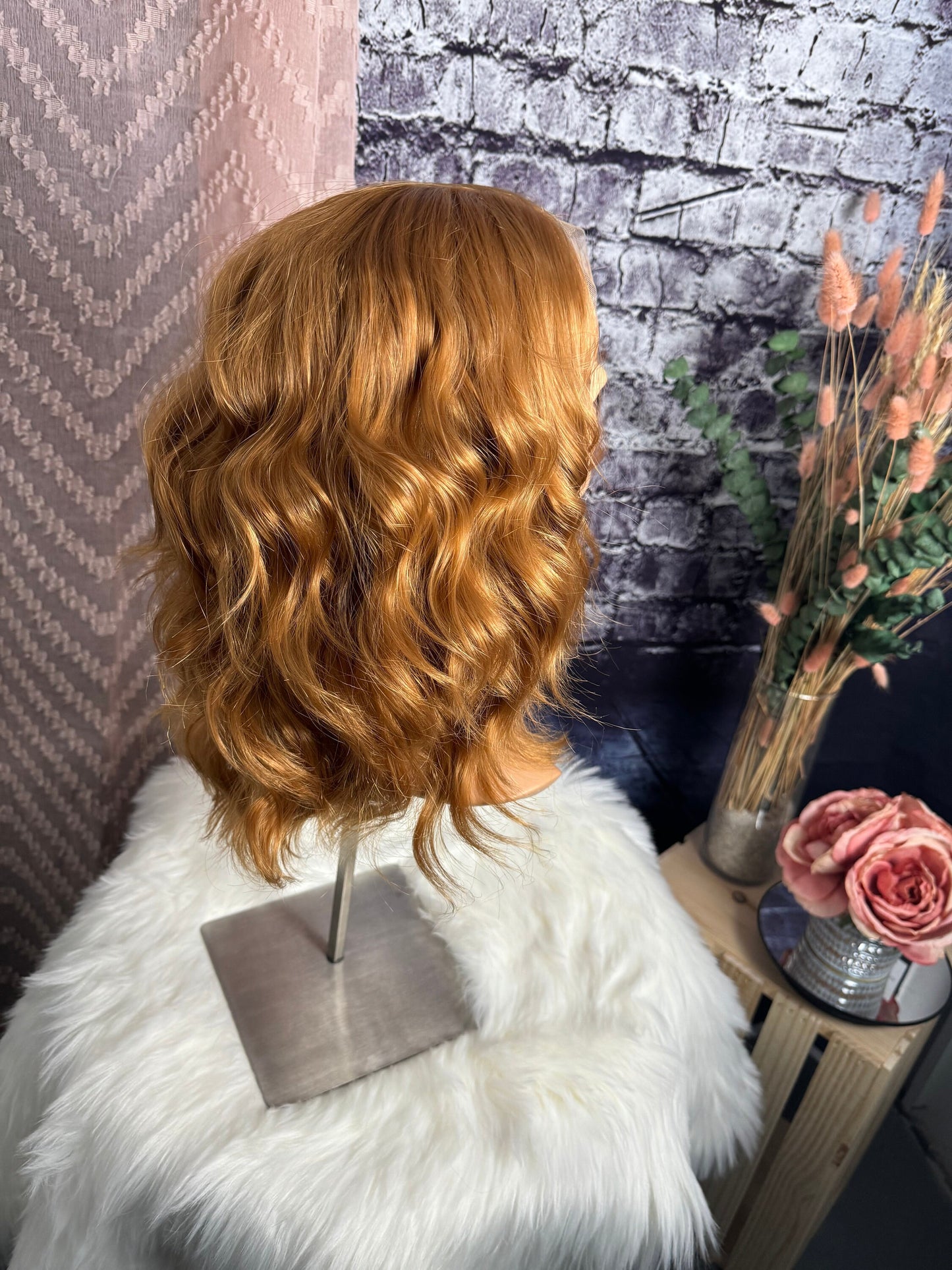 Iva Ginger Wig Short Cut Wig Curly Strawberry Blonde Bob Wig Lace Frontal HD Synthetic Wig