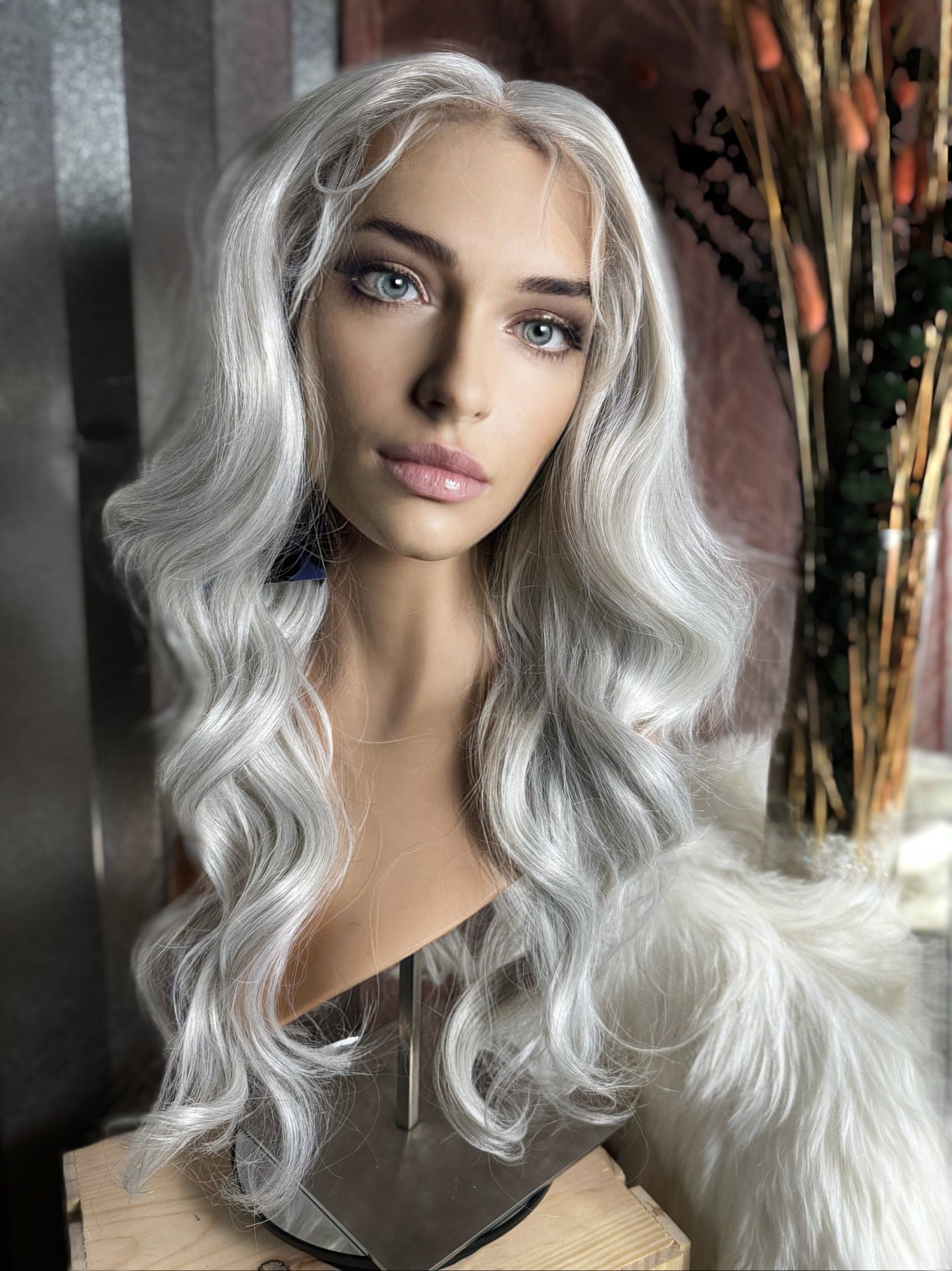 Mercury Sterling Silver Wig Loose Curl Hand Tied Lace-front Wig Chemo Alopecia Lace Front Wig