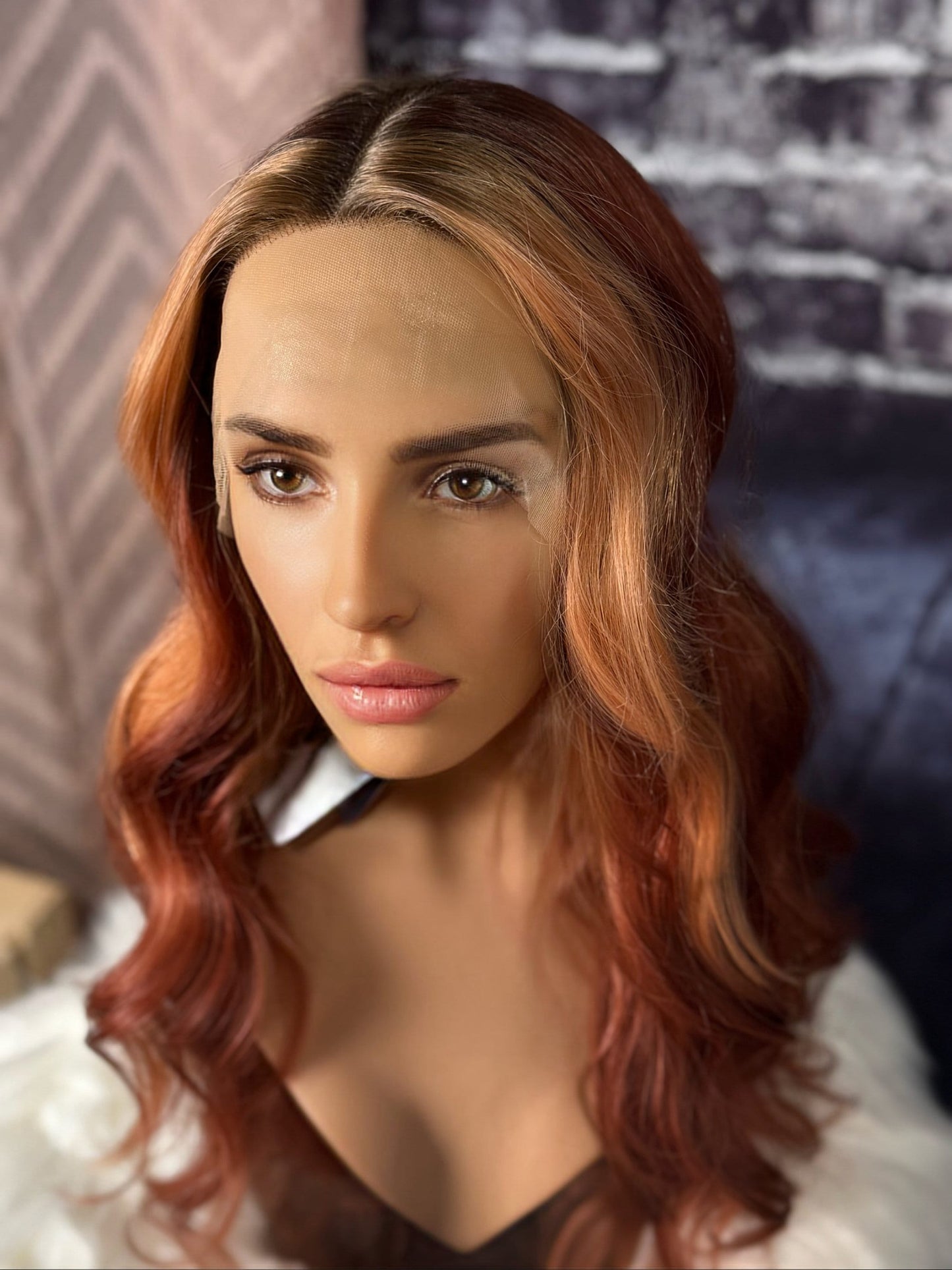 Spark Duotone Redhead Strawberry Blonde Wig Wavy Wig Lace Frontal HD Synthetic Wig