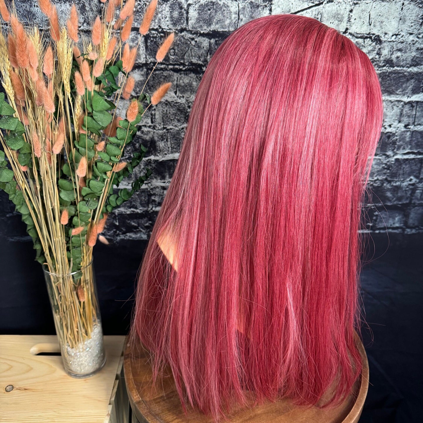 Spirit Pink Wig Magenta Pink Combo Highlights Wig Bangs Wig Straight Long Fringe Chemo Alopecia Wig