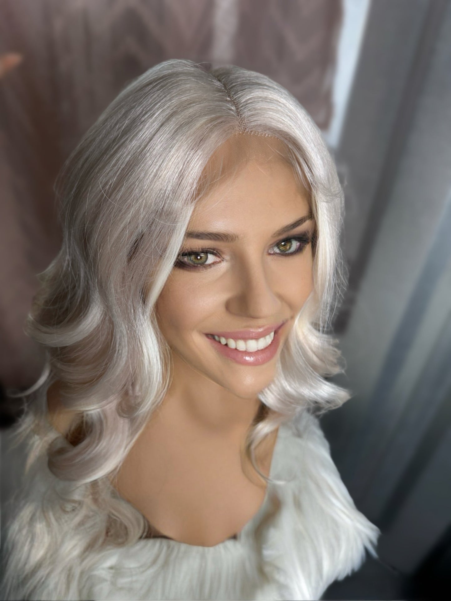 Jupiter Wig Pastel Blush Blonde Wig Loose Curl Hand Tied Lace-front Wig Chemo Alopecia Lace Front Wig