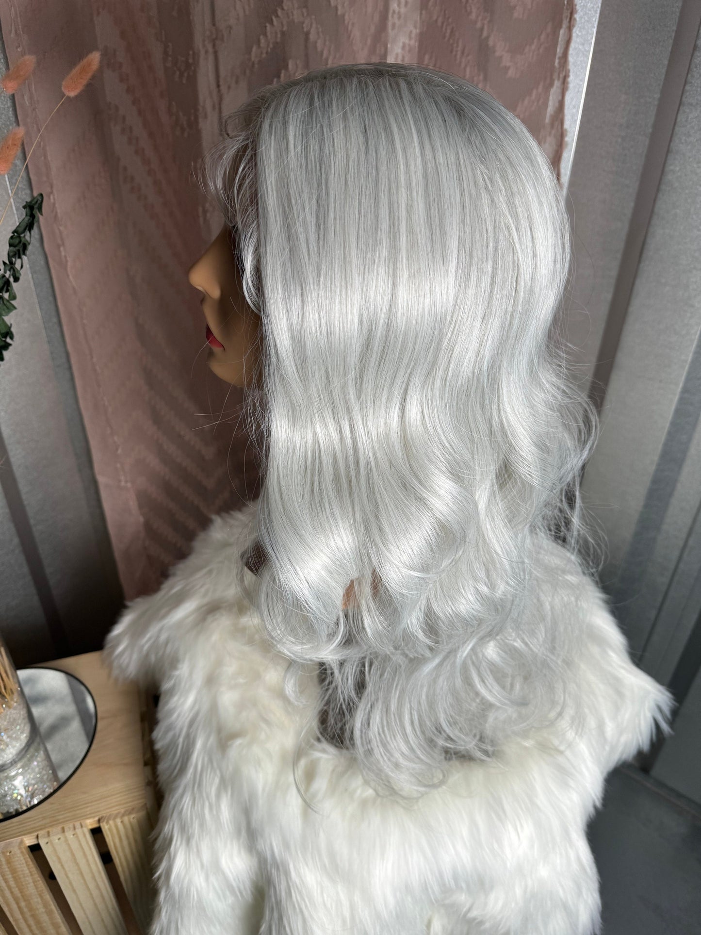 Mercury Sterling Silver Wig Loose Curl Hand Tied Lace-front Wig Chemo Alopecia Lace Front Wig