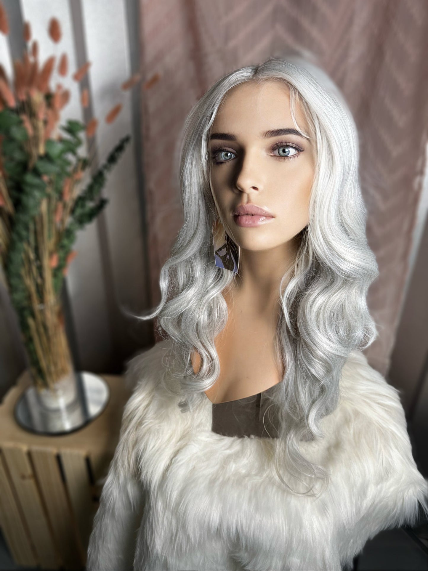 Mercury Sterling Silver Wig Loose Curl Hand Tied Lace-front Wig Chemo Alopecia Lace Front Wig