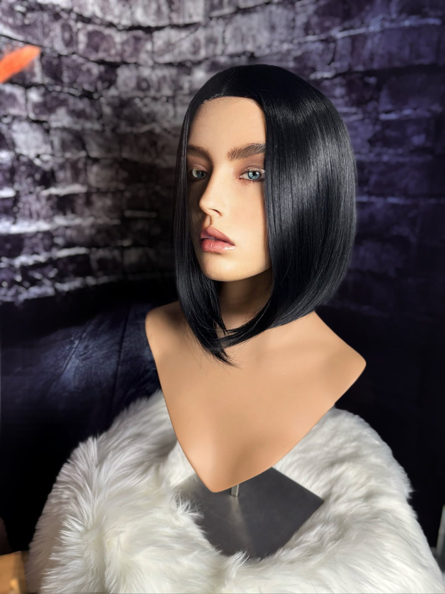 Lucca Black Bob Wig Fall Wig Sleek Straight Wig Light Wig Chemo Alopecia Trichotillomania Radiation Therapy