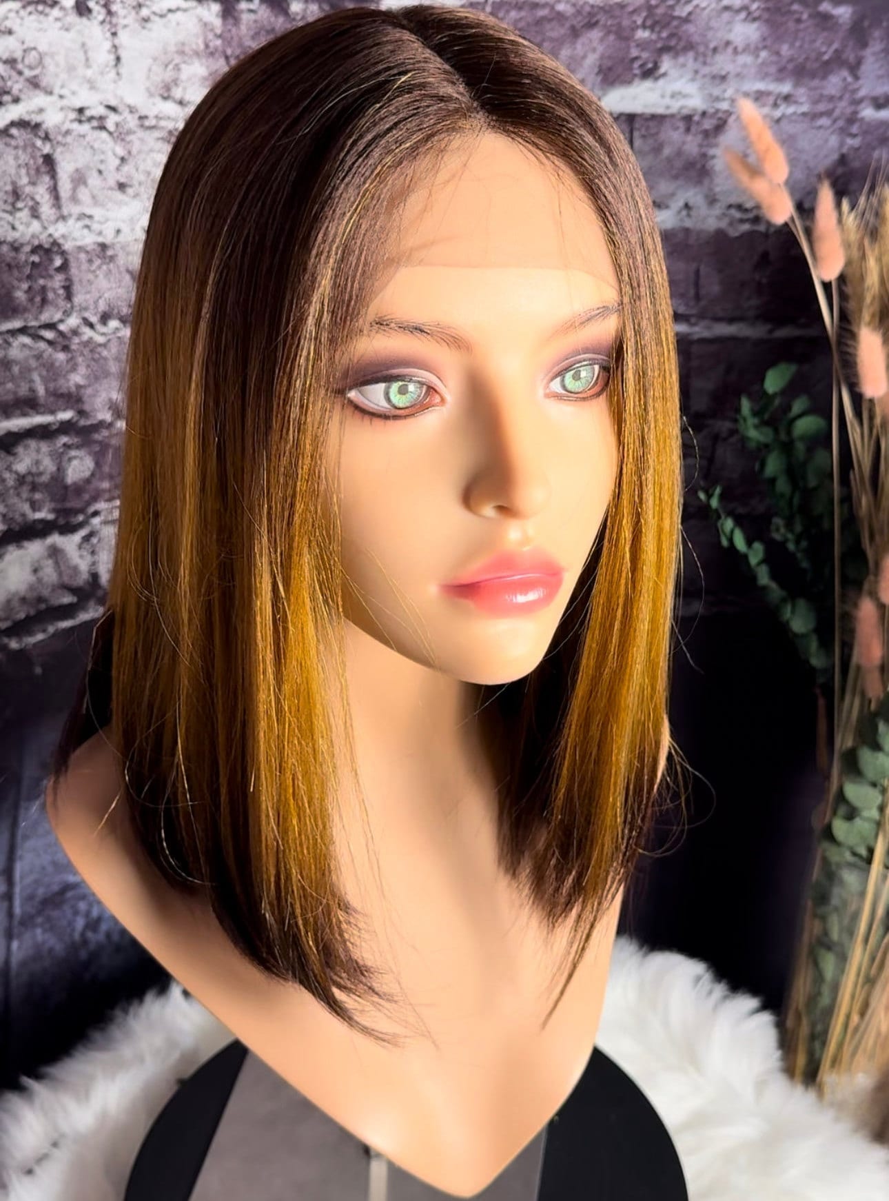 Finch Lob Style Intense Honey Colormelt Bob Wig Short Swingy Lob Wig Medical Wig Fashion Wig Marbled Highlight