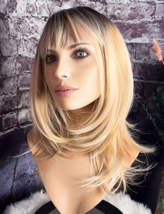 Brandie Blonde Blend Wig With Bangs Subtle Layers and Soft Movement Wig