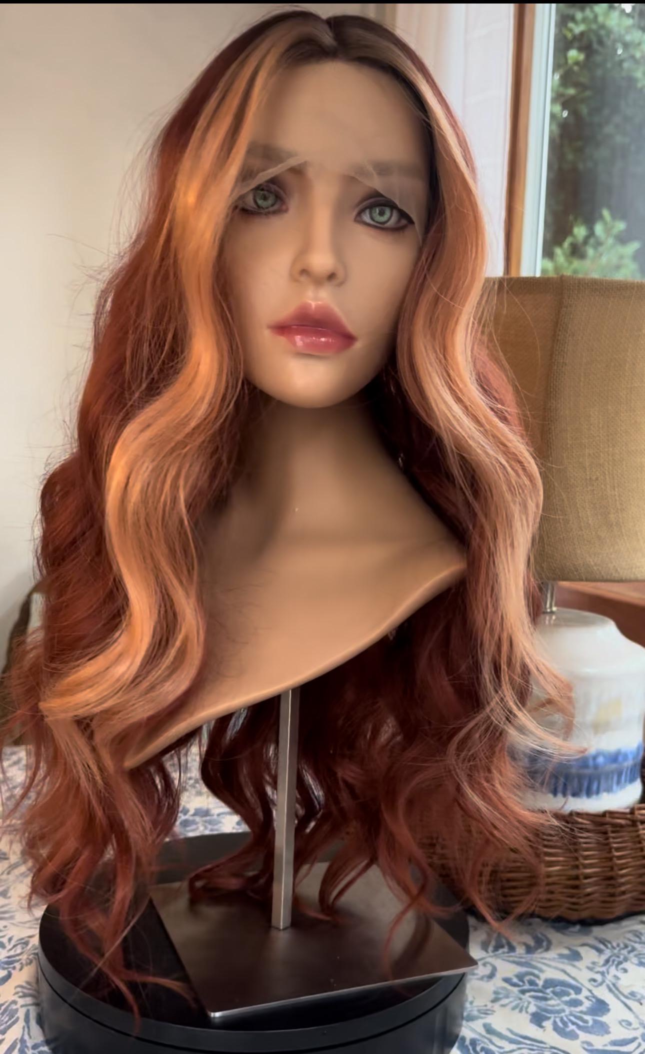 Spark Wig Chunky Highlight Auburn Wig Frontal Money Piece Wig Hand Tied Long Length Lace Front Wig Short Wig Pride Wig Burlesque Wig