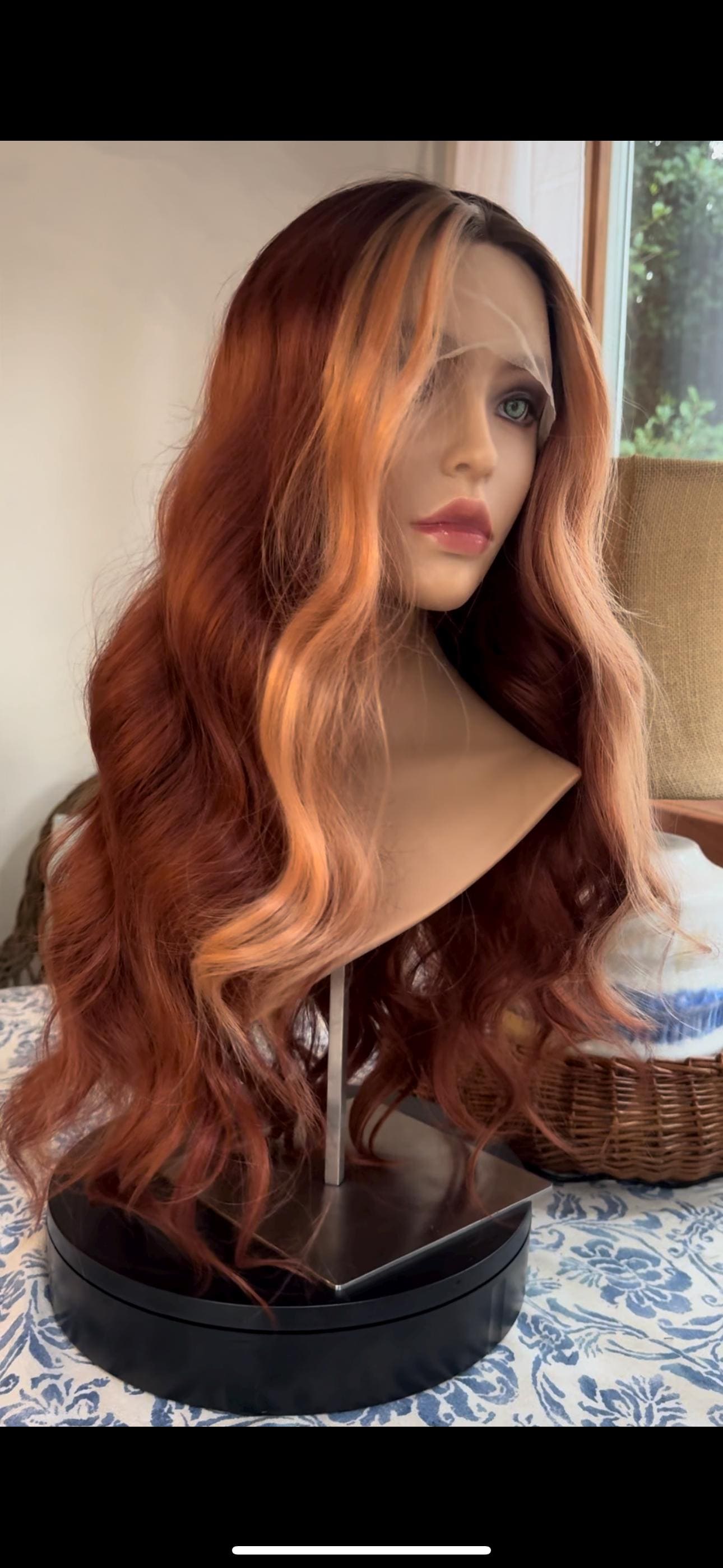 Spark Wig Chunky Highlight Auburn Wig Frontal Money Piece Wig Hand Tied Long Length Lace Front Wig Short Wig Pride Wig Burlesque Wig