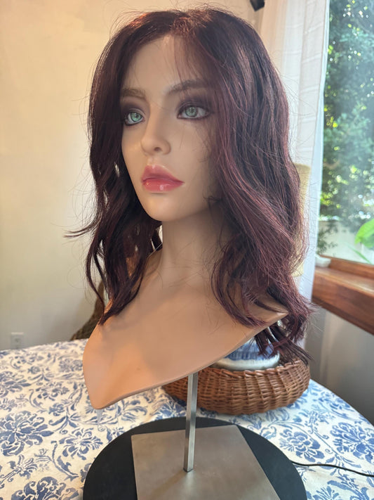 Ocean Custom Wig Estetica Red Highlights Wavy Wig Light Glistening Rich Brunette  Wig Hand Red Wig Tied Wig Lace Front Parting Vogue