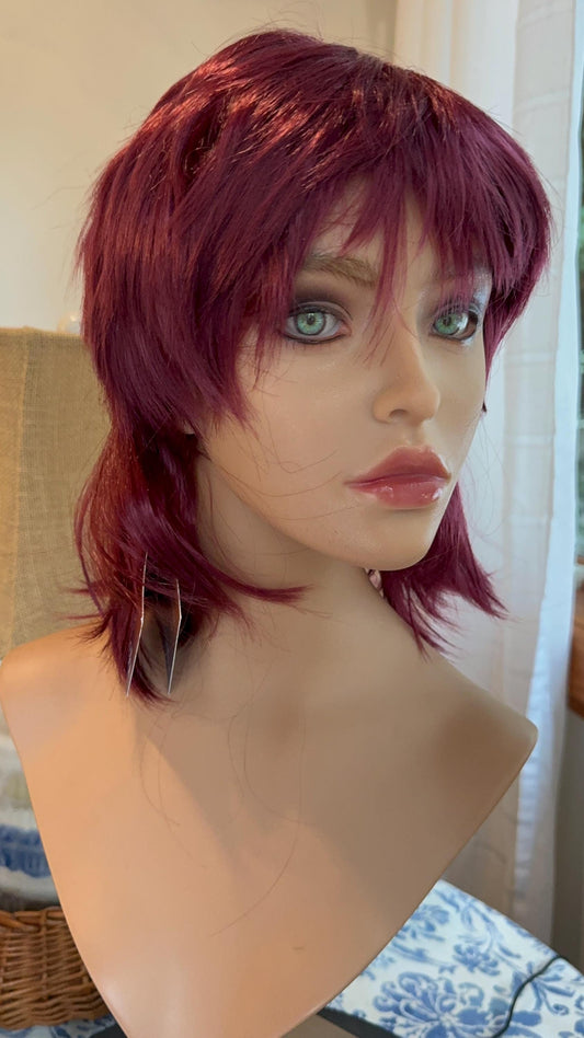 Uma Short Mullett Chic Wig Lots of Layers Medical Wig Fashio Wig Rich Plum Red Chemotherapy Alopecia