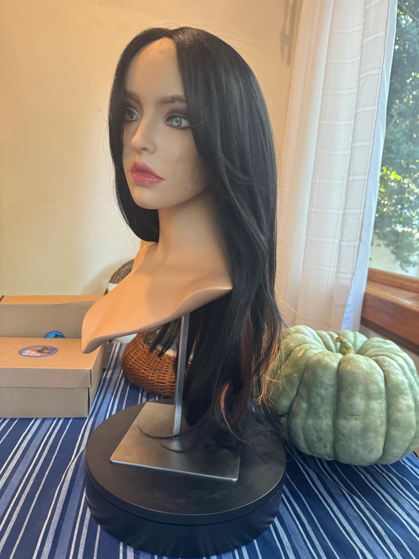 Capricorn Wig Black Side Bangs Wig Hand Tied Long Length Lace Frontal Wig Short Wig Pride Burlesque