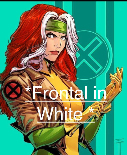 Rogue Cosplay Red Wig White Money Piece Long 26” Lace Frontal Wig Fashion Wig Light Wave Wig