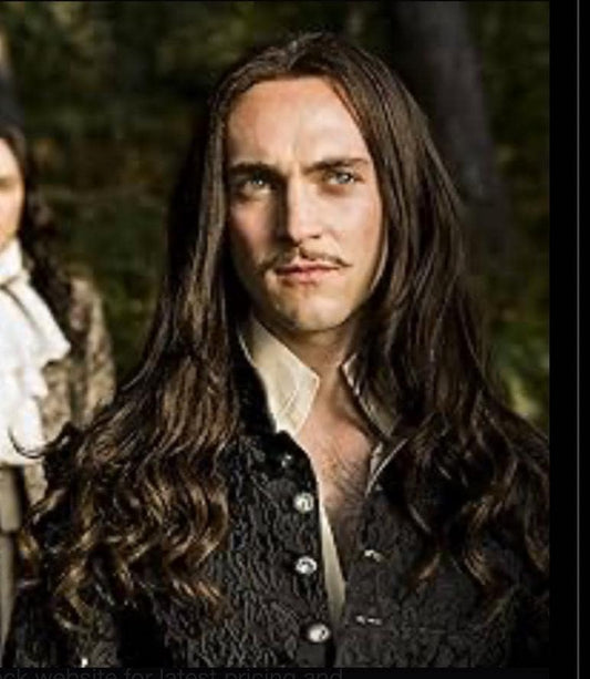 Robespierre Men’s Wig Theater Stage Wig Long Wig Unisex Black Wig  Rooted Wavy Loose Wave Wild Wig