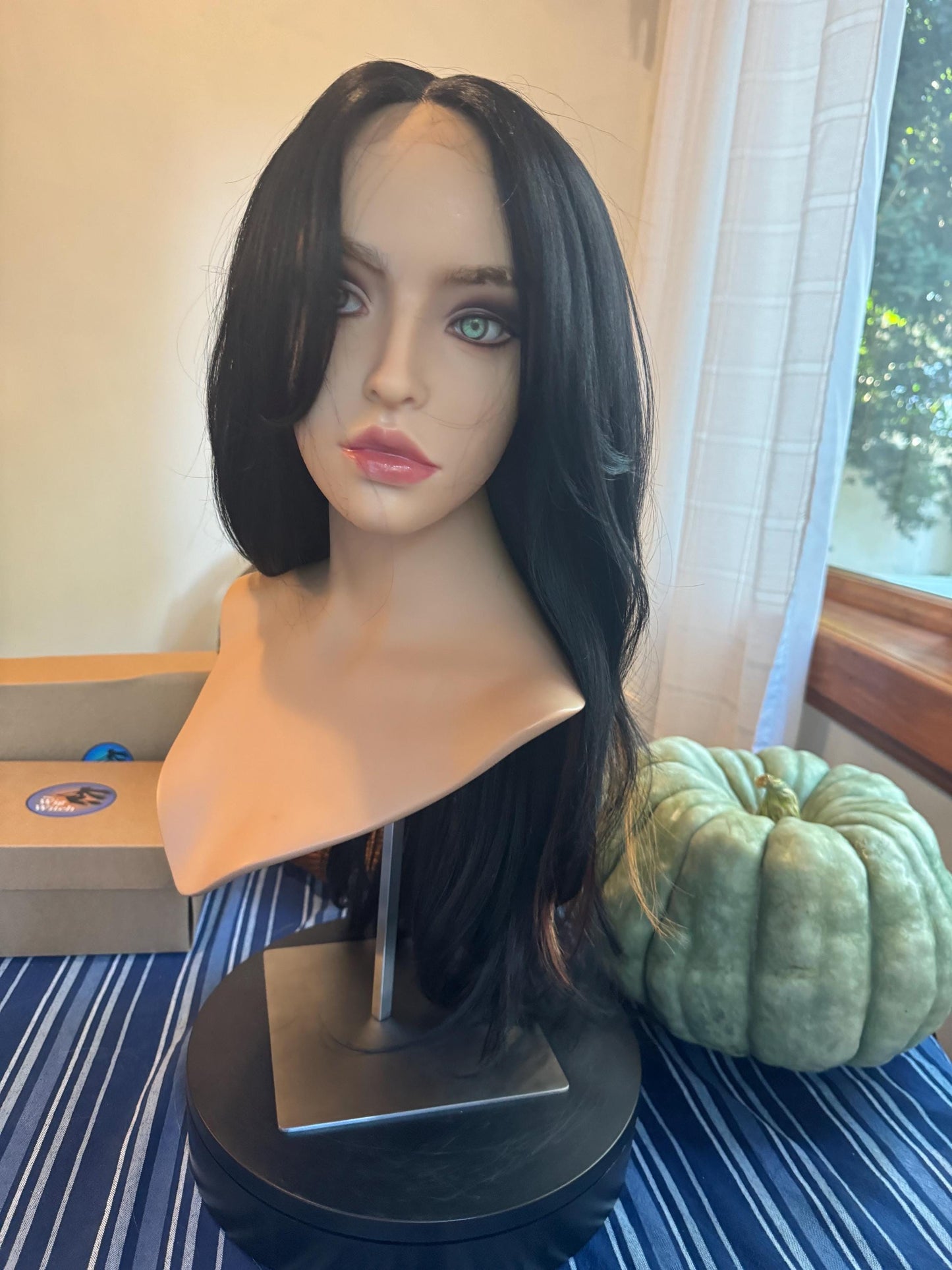 Capricorn Wig Black Side Bangs Wig Hand Tied Long Length Lace Frontal Wig Short Wig Pride Burlesque