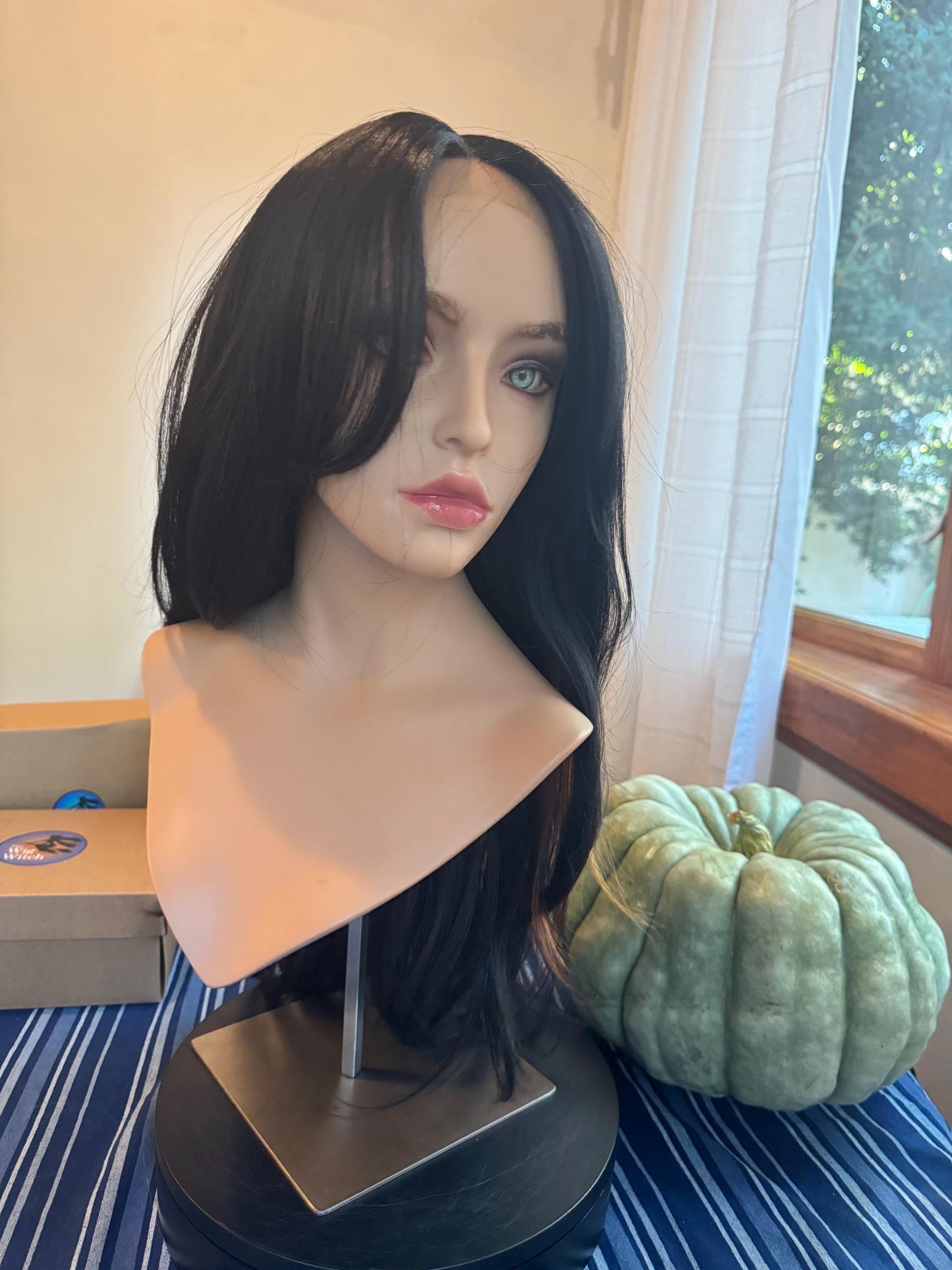 Capricorn Wig Black Side Bangs Wig Hand Tied Long Length Lace Frontal Wig Short Wig Pride Burlesque