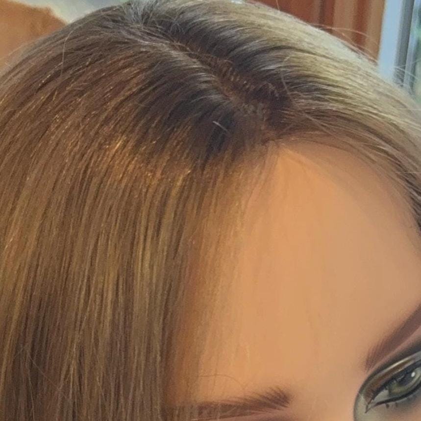 Vernette Light Density Topper 100% Human Hair Topper Wig Smoky Blonde Rooted Silk Top Parting Topper for Clip In Hair