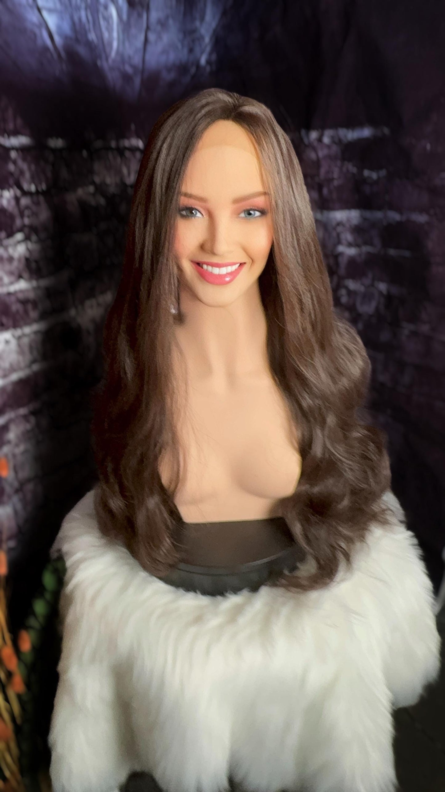 Pepper Wig Lace Front Medium Brown Wig Velvety HD Fibers Clear Lace Front Loose Wave Wig Simple Glam Natural Wig HD Synthetic
