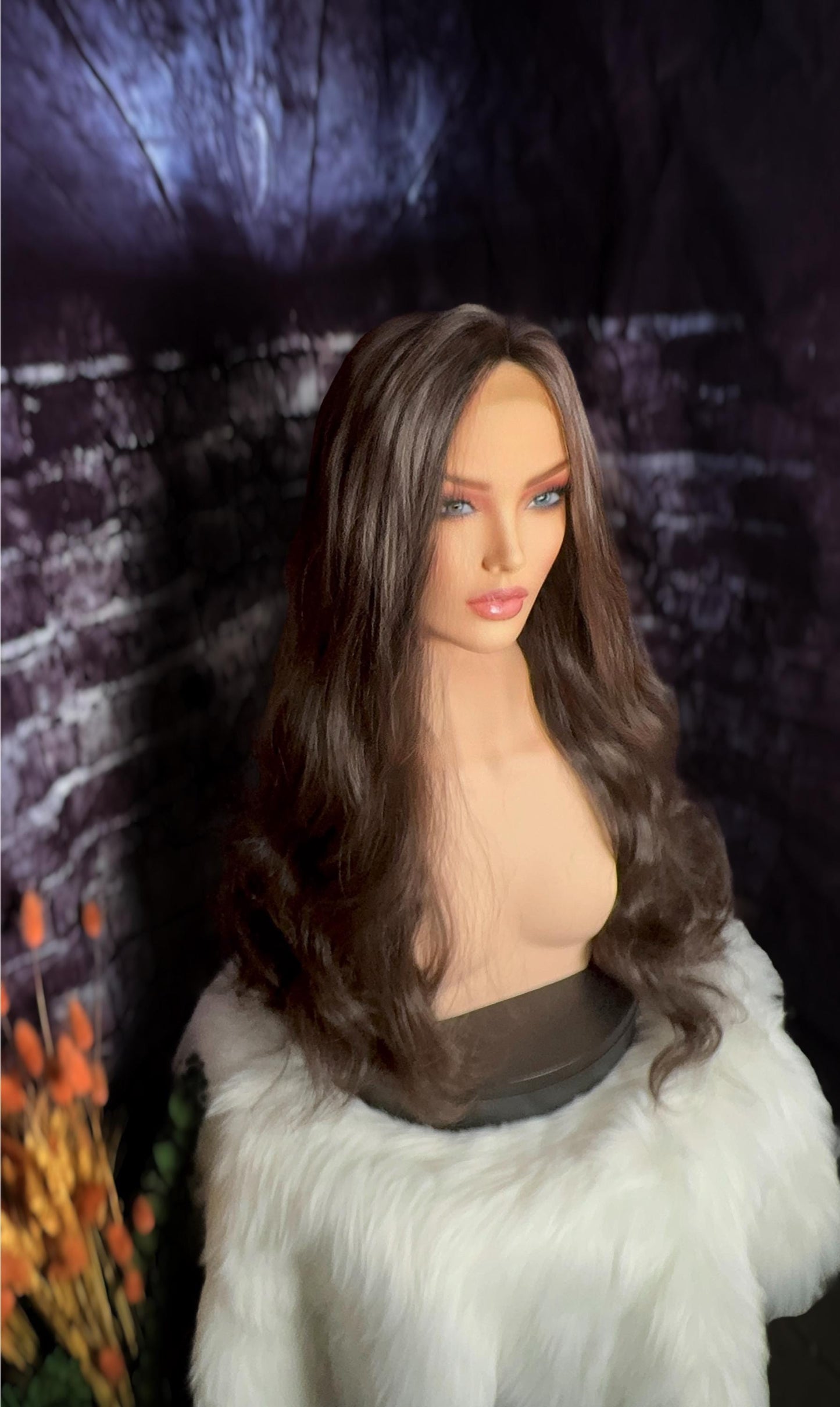 Pepper Wig Lace Front Medium Brown Wig Velvety HD Fibers Clear Lace Front Loose Wave Wig Simple Glam Natural Wig HD Synthetic