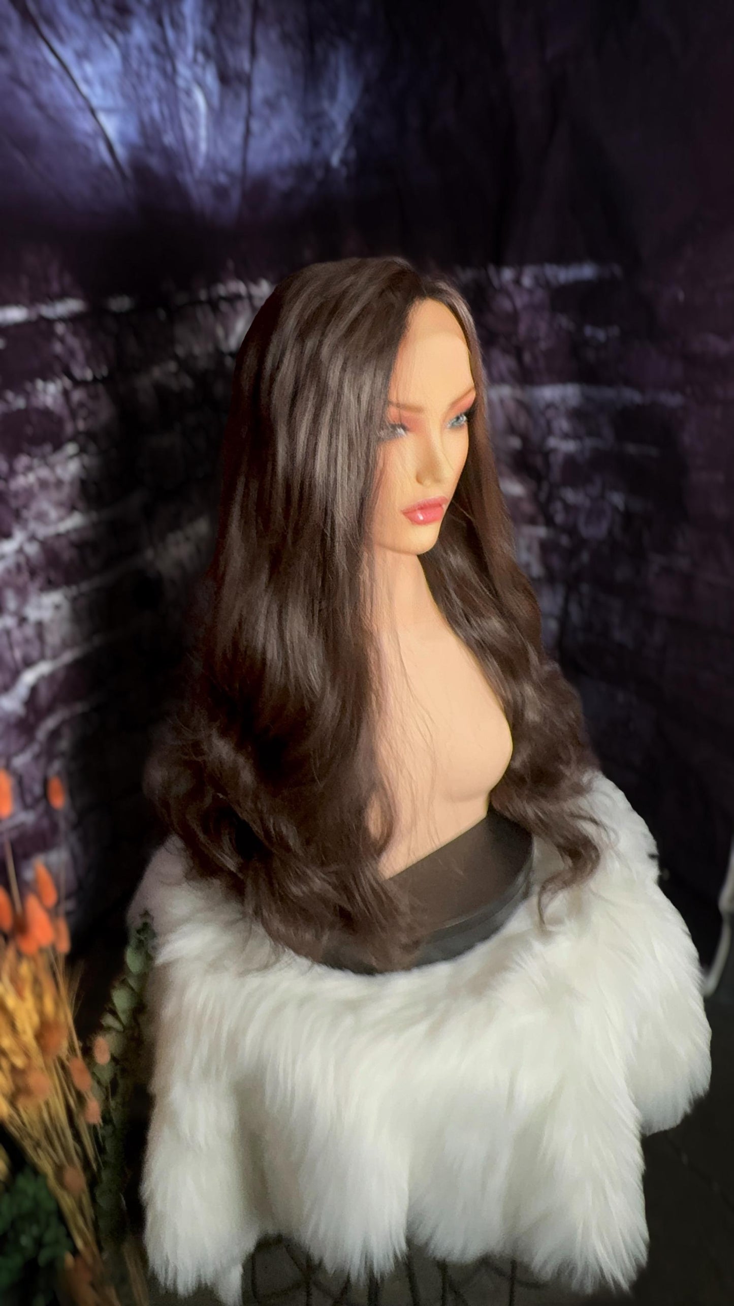 Pepper Wig Lace Front Medium Brown Wig Velvety HD Fibers Clear Lace Front Loose Wave Wig Simple Glam Natural Wig HD Synthetic