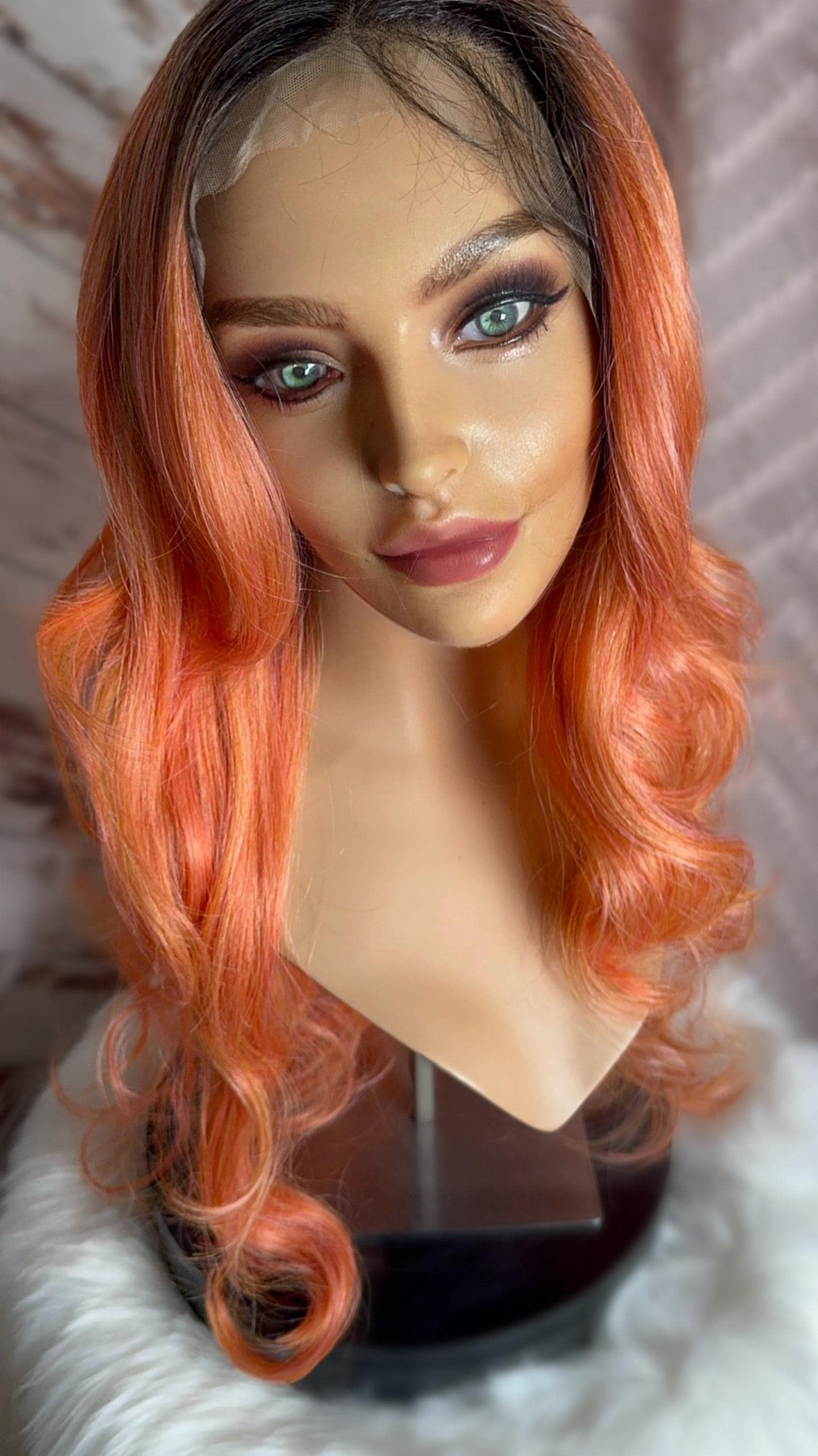 Electric Jane Electric Tangerine Color Layers Side Bang Mono Top Frontal Wig HD Lace Wig Synthetic The Wig Witch EDM Festival Hair